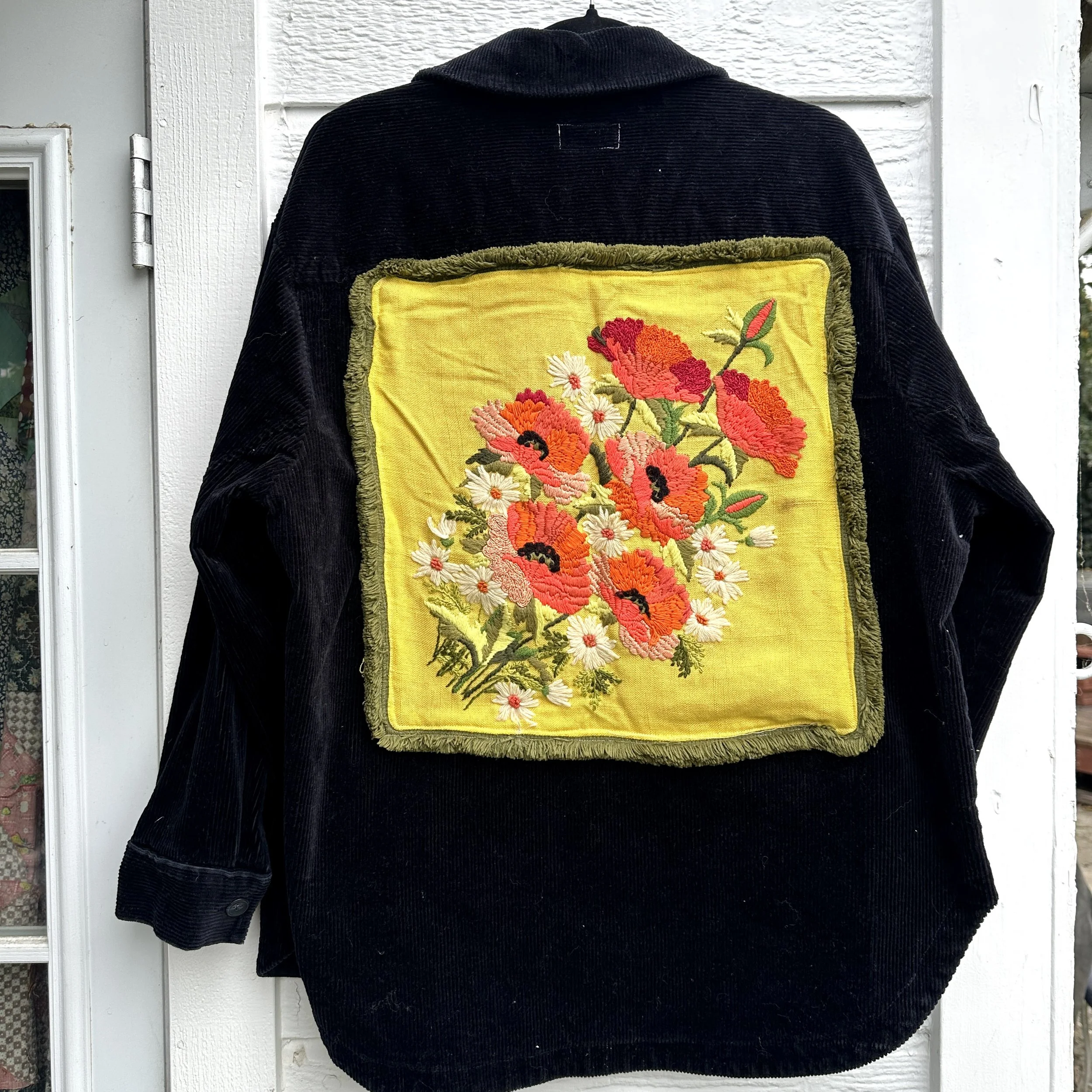 Gap Corduroy Shacket Vintage Floral Crewel Pillow