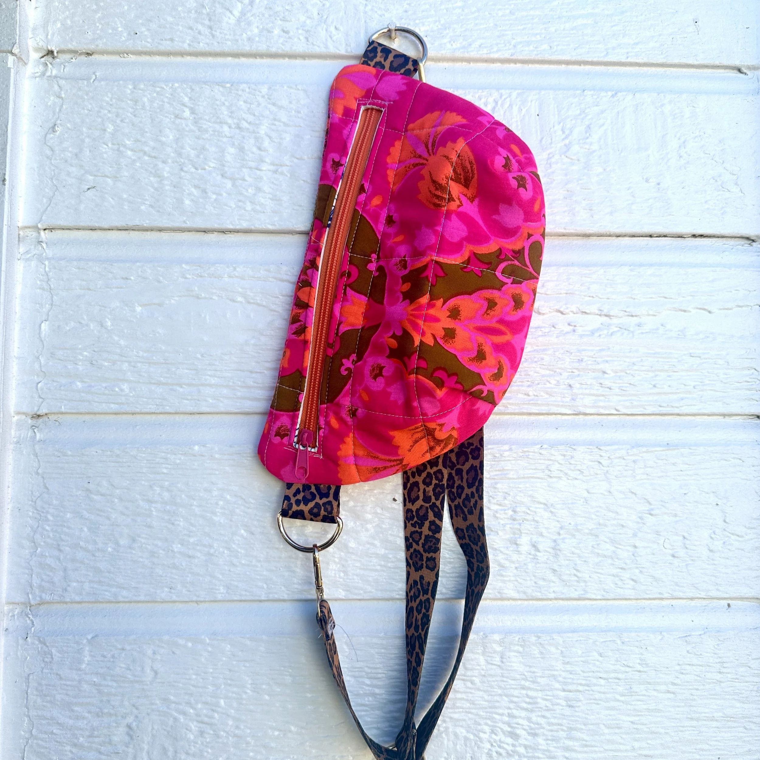 Hot Pink Vintage Flower Fabric Bum Bag