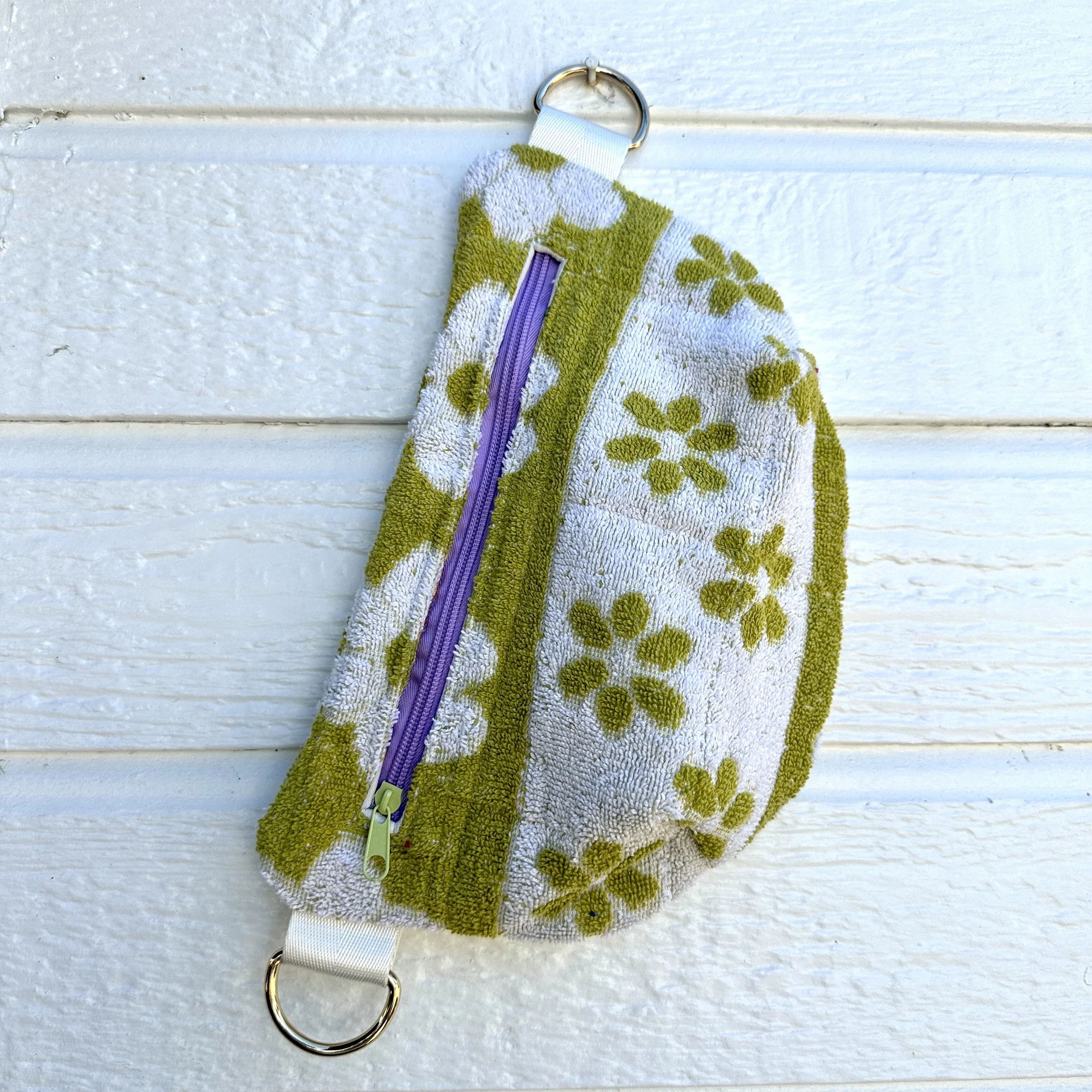 Vintage Towel Lime Green Flower Bum Bag