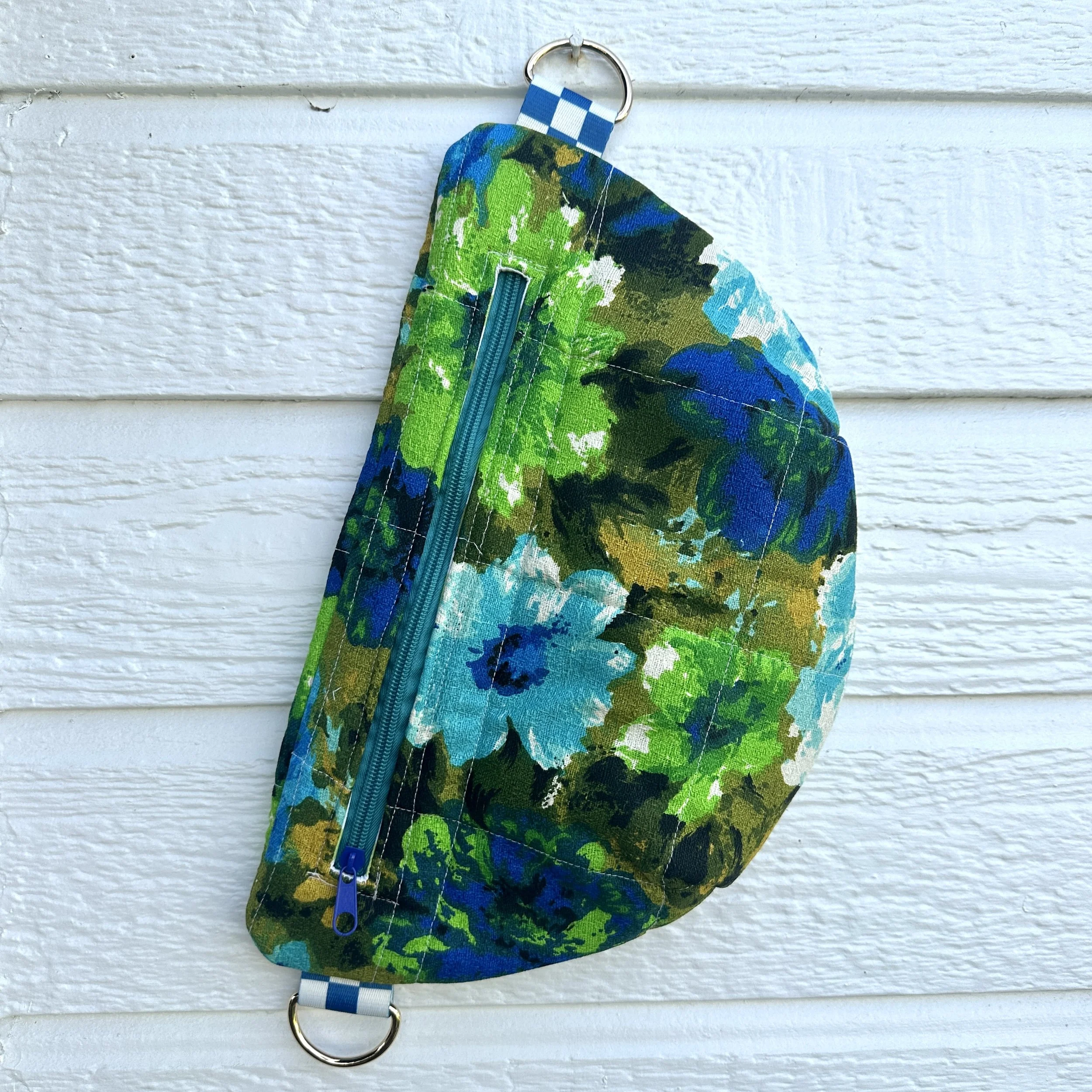 🐍💙Bum Bag Vintage Blue, teal and green  Floral Fabric