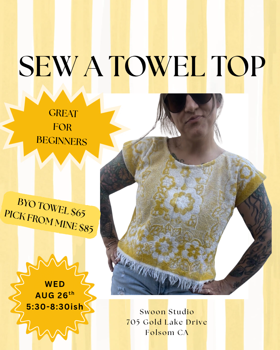Towel Top Sewing Workshop Thursday 8/26