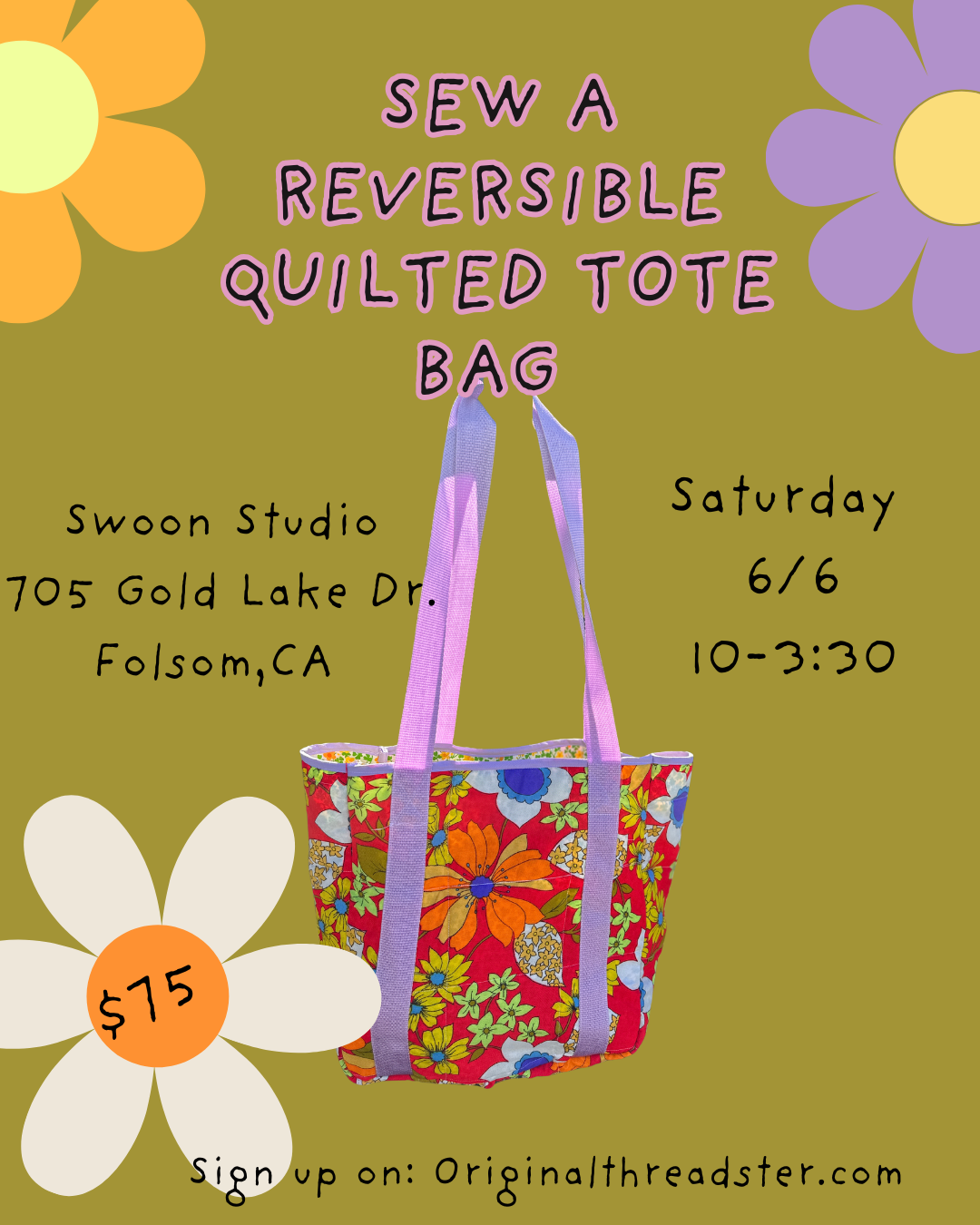 Reversible Quilted Tote Bag Workshop Sat 6/6