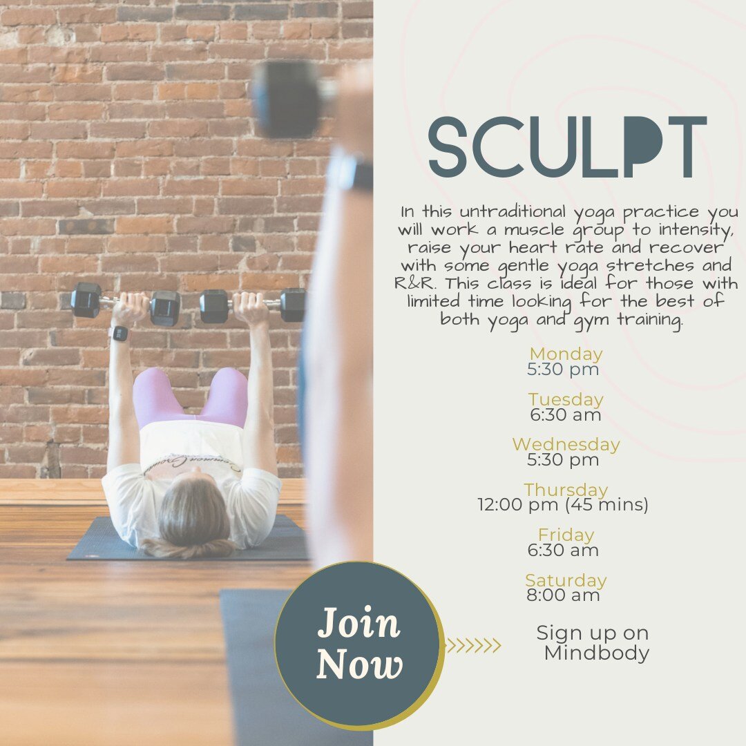 How was your weekend? If you're feeling like you over endulged - or just want to take your practice up a notch - why not try a Sculpt class? 💪

A mix of yoga and HIIT, Sculpt contains all the elements of a gym workout with the mindfulness of yoga pr