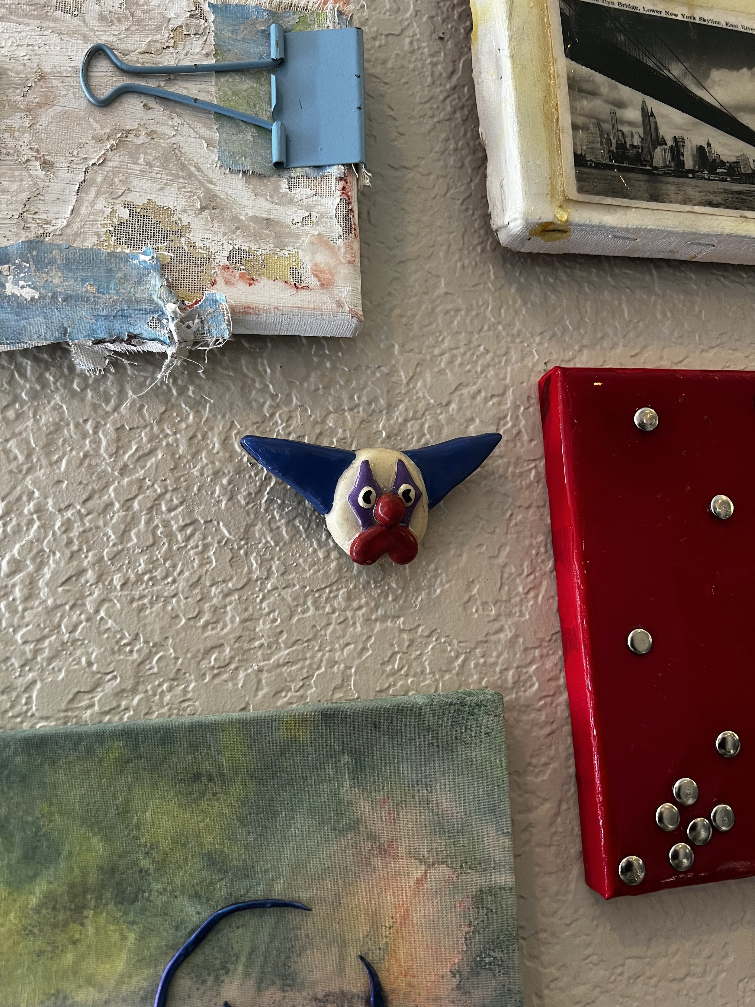 Sad Clown Polymer Clay Wall Decor