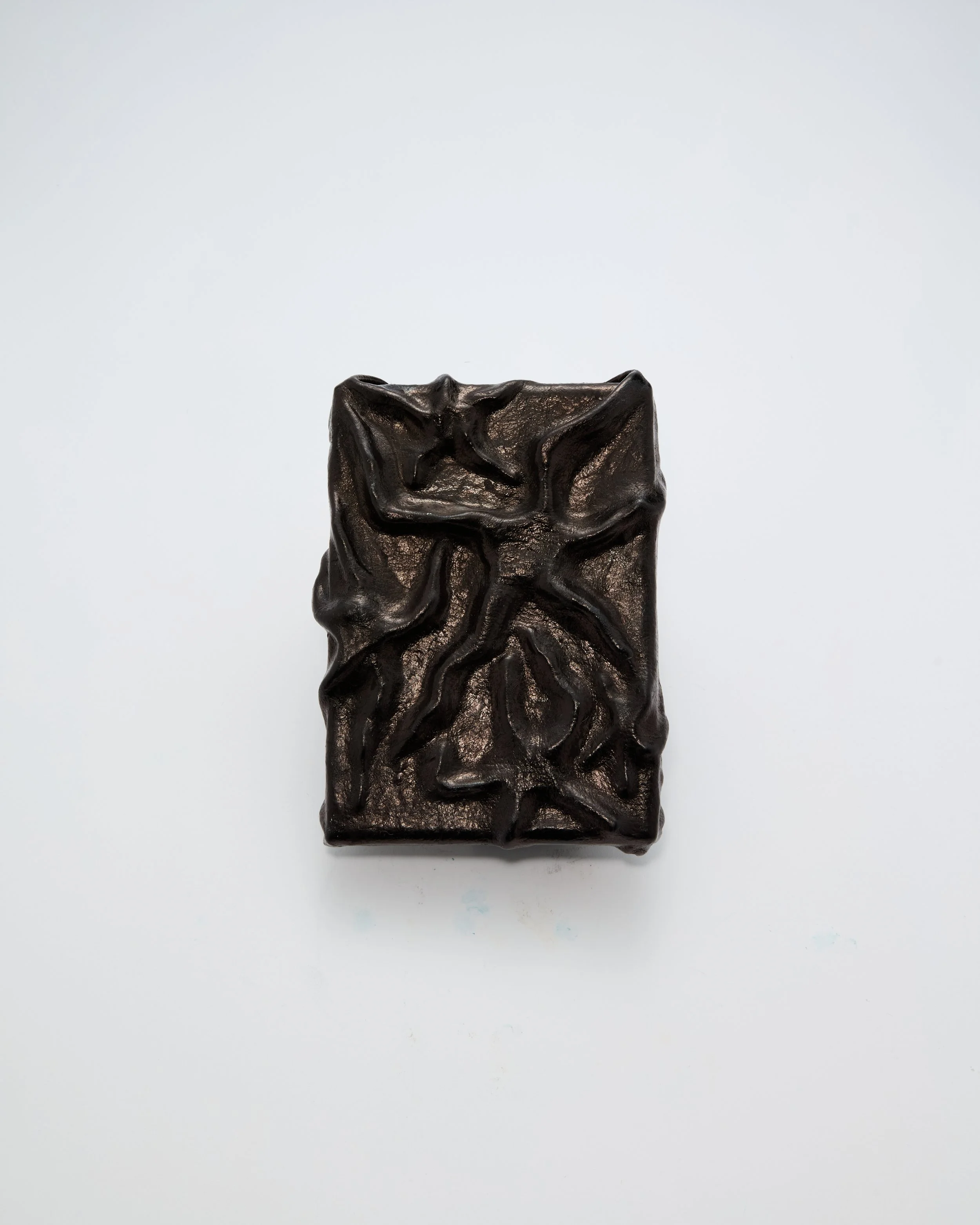 Black Iridescent Leather Art with Star Details - 5 x 7 inches