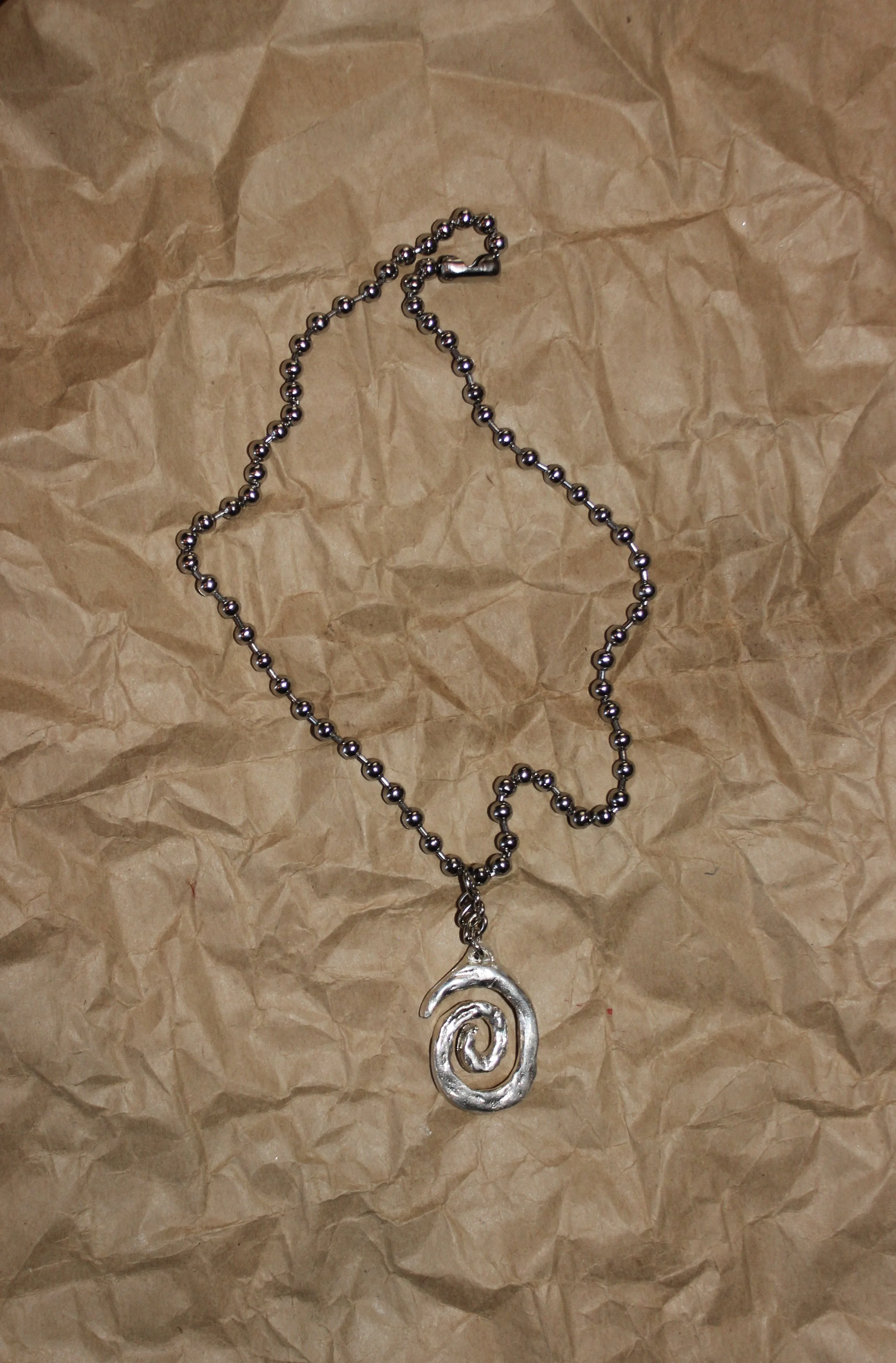 Silver Spiral Pendant Necklace - Handmade