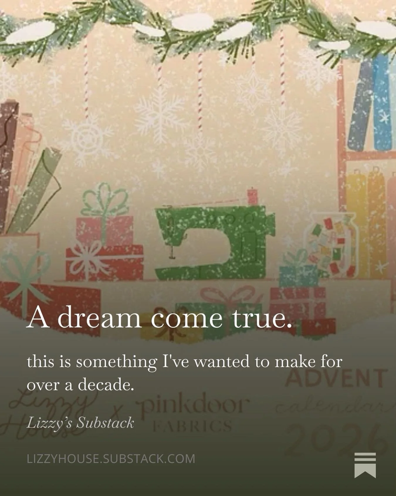 Y&rsquo;all, this is a true bucket list dream come true.

I&rsquo;ve got a big life list of things I want to make, things I want to learn, places I want to go. An advent calendar has been at the top of my make list for over 10 years, and @pinkdoorfab