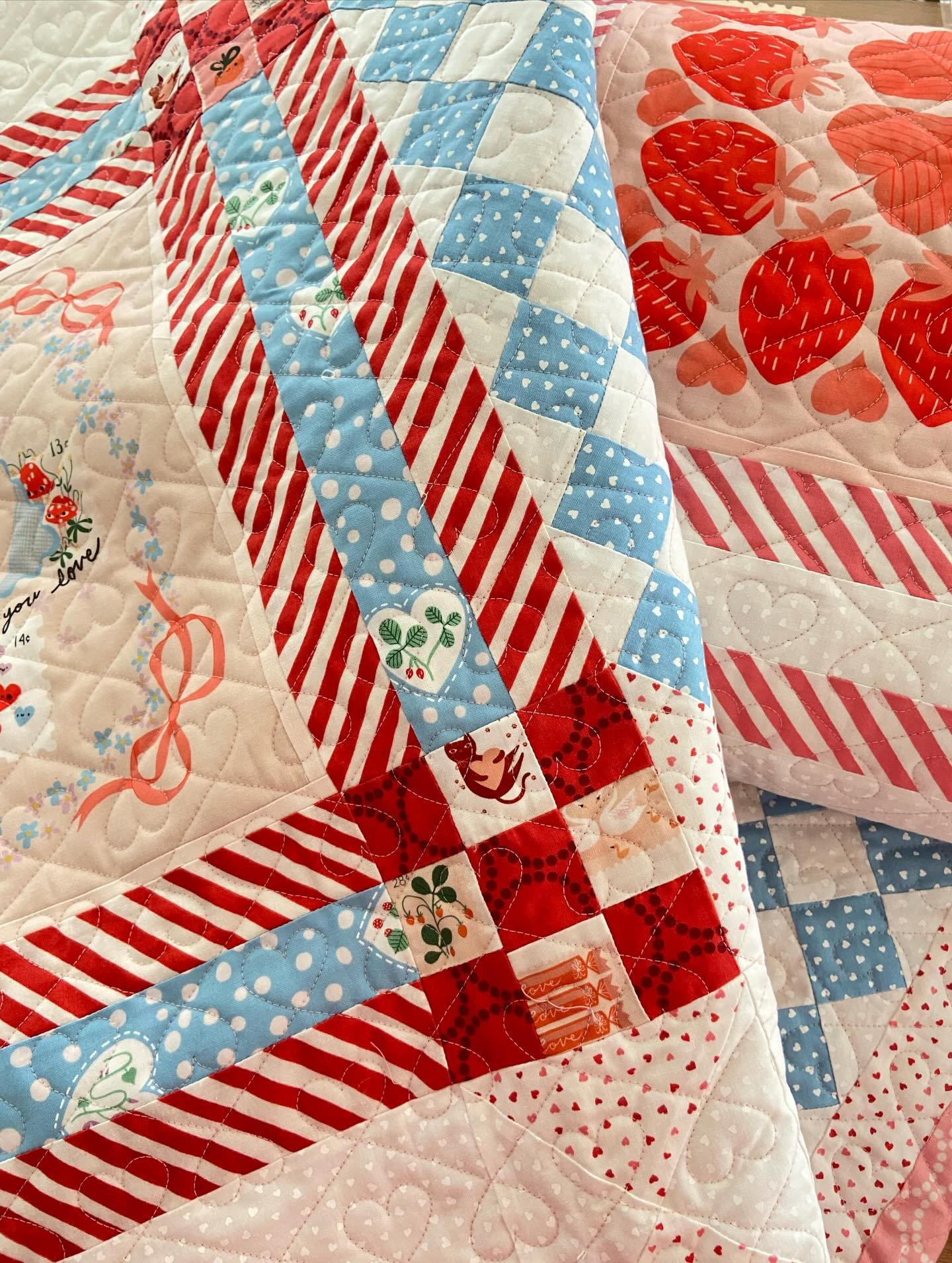 I finally got a stack of quilts quilted, because I finally found a local quilter who can fit me in. I think having a quilt to bind in bed for part of my big decompress will be really nice. I can&rsquo;t wait to show you this one. Nuts and Chews. 

I 