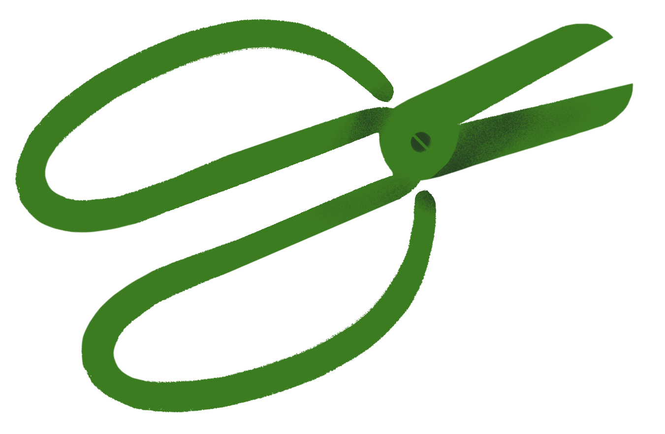 Green scissors.