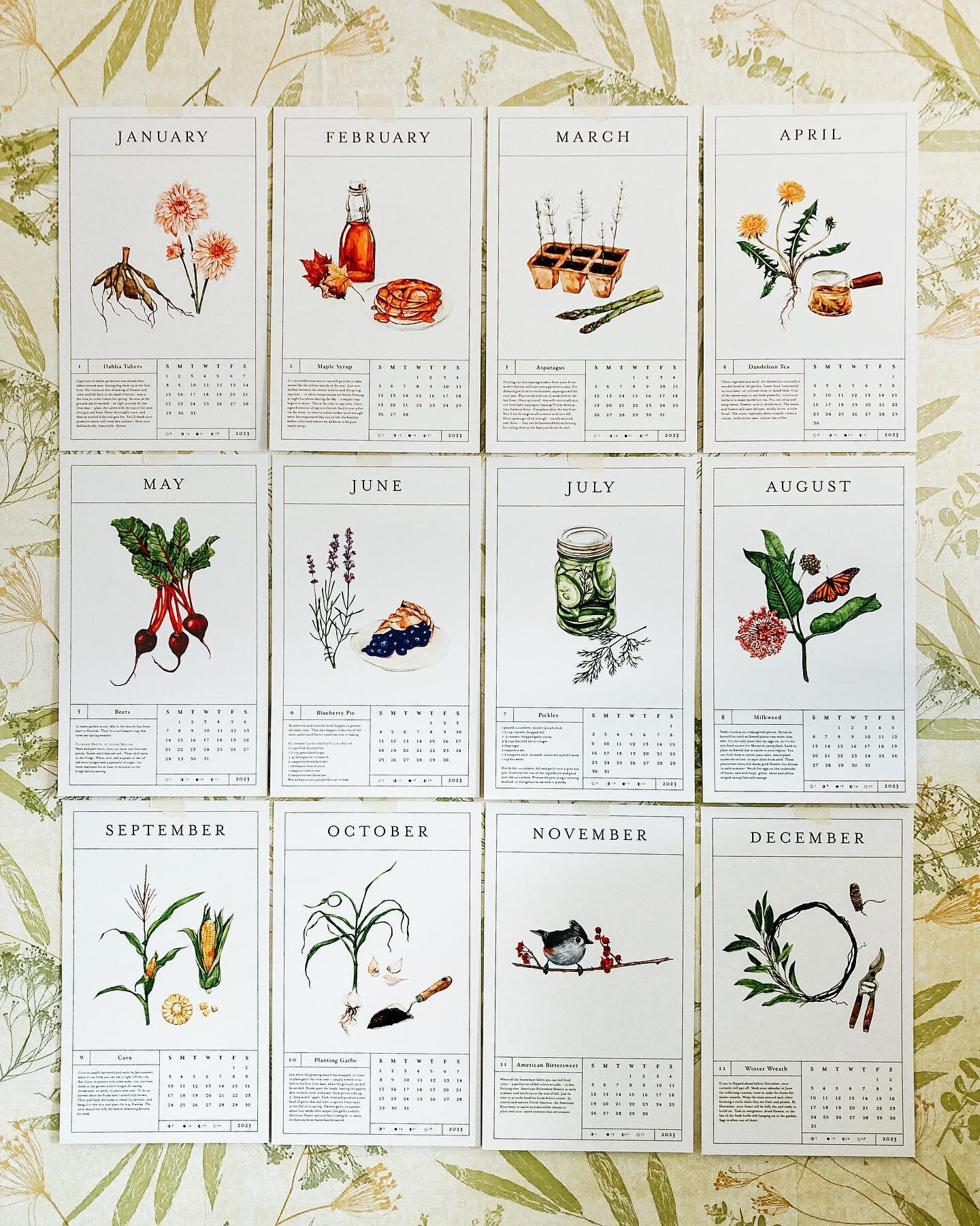 New display idea for the 2023 Gardener&rsquo;s Calendar. Why wait for each month? Just put the whole thing up. By the way, I&rsquo;m beyond grateful for all of your orders this year. I wasn&rsquo;t even sure I was going to make it again, or make it t
