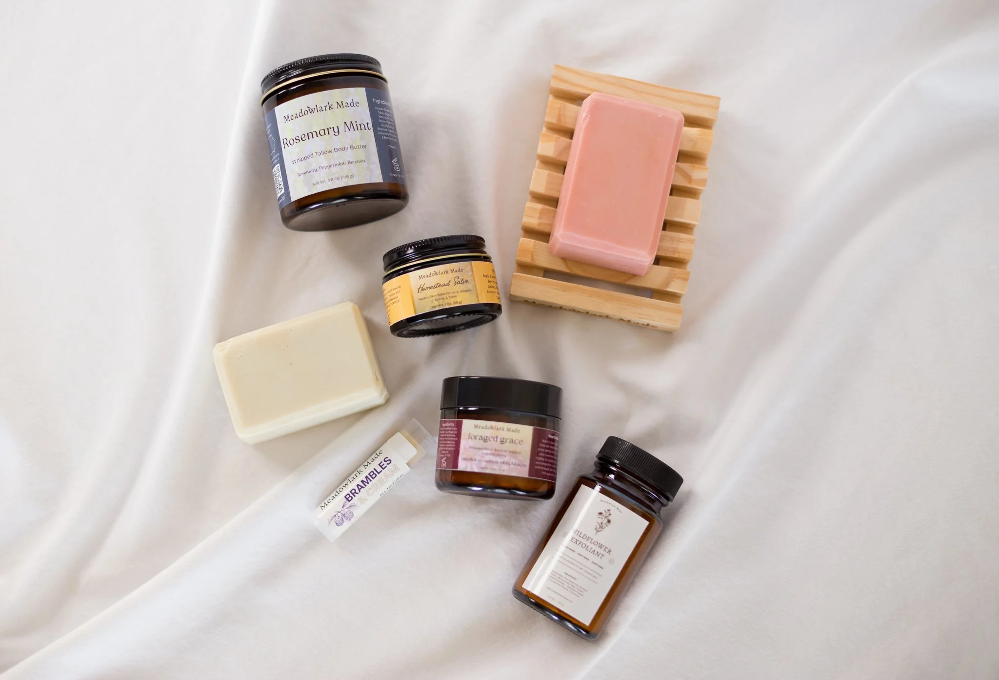 Natural winter skincare made with tallow, beeswax, and herbs