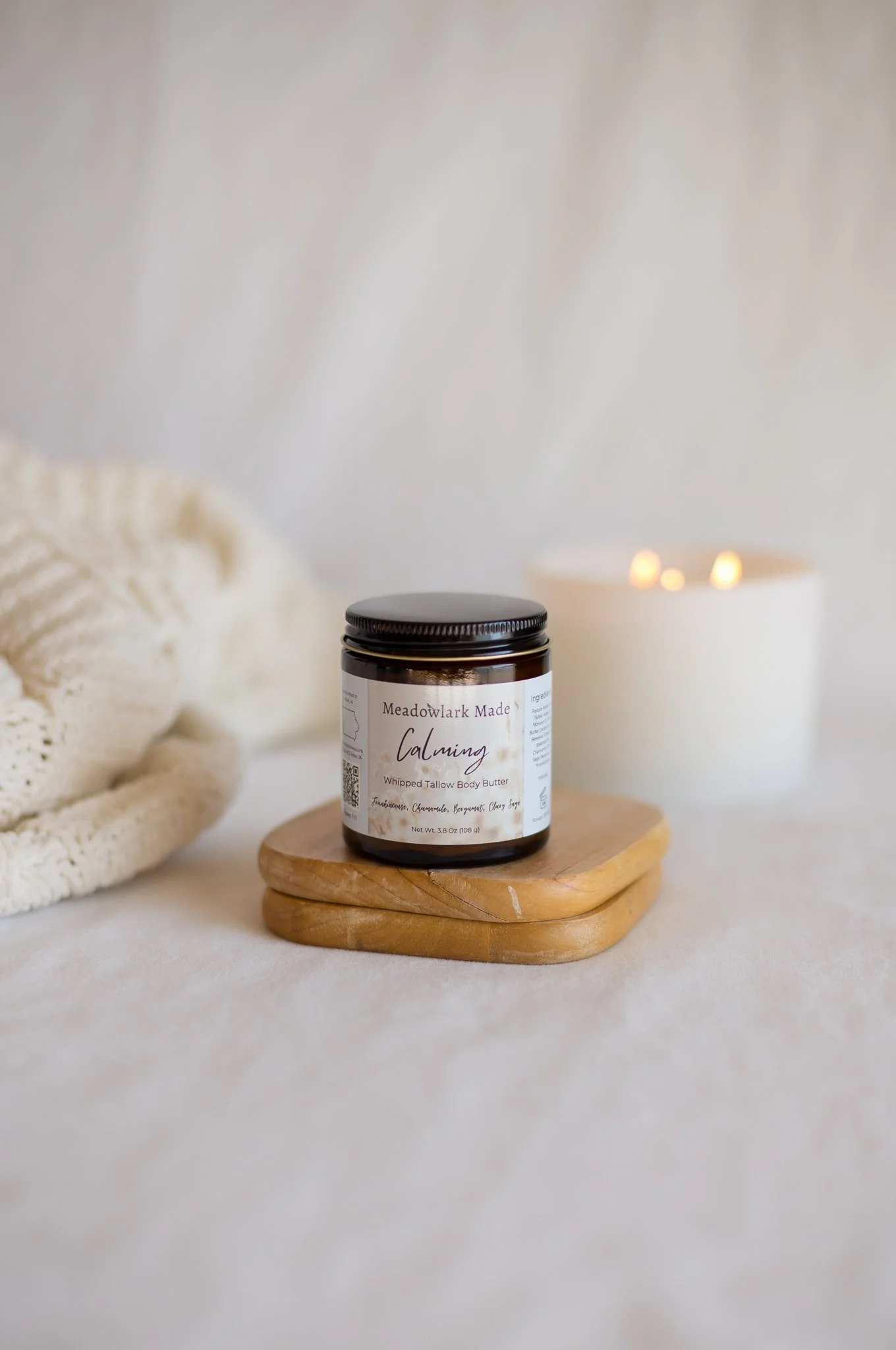 Natural creamy, light pork tallow body butter crafted by hand with upmost care by Meadowlark Made