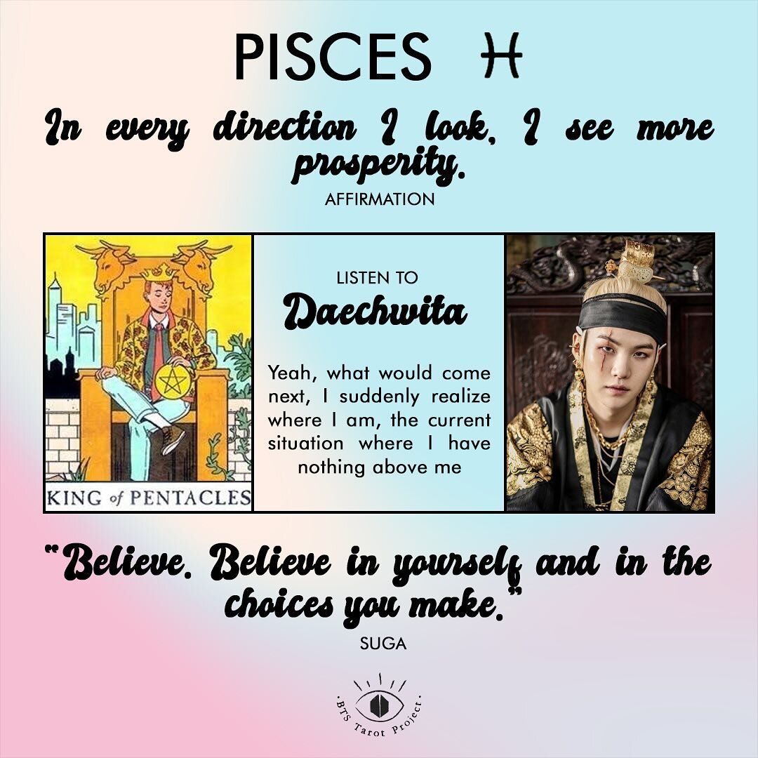 ✨ BTS Tarotscopes - SOPE Edition! (1/2) ✨

Hey ARMY! Here are your tarotscopes for SOPE season! Check your sun ☀️, moon 🌝 and rising 🌅 for a complete reading! As always with tarot, only take what you need/take what&rsquo;s relevant to you 💝. 

Dec