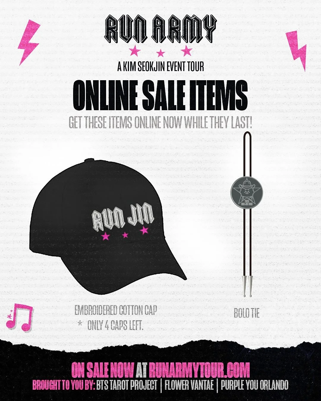 Run ARMY limited edition Event Inclusions available for sale! Get them while supplies last!

Link in bio ~