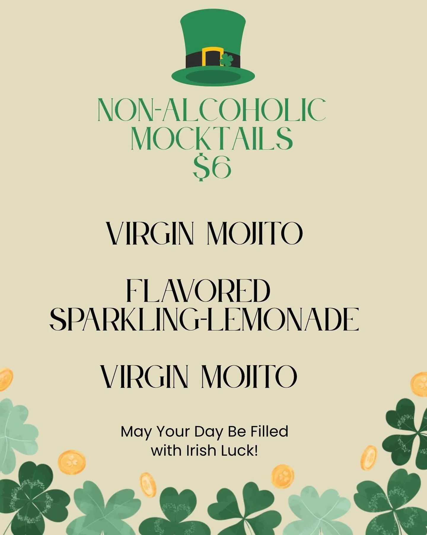 Introducing Paddy Mac's all-new Mocktail Menu, launching tomorrow! Savor our fresh creations sans the morning regret!