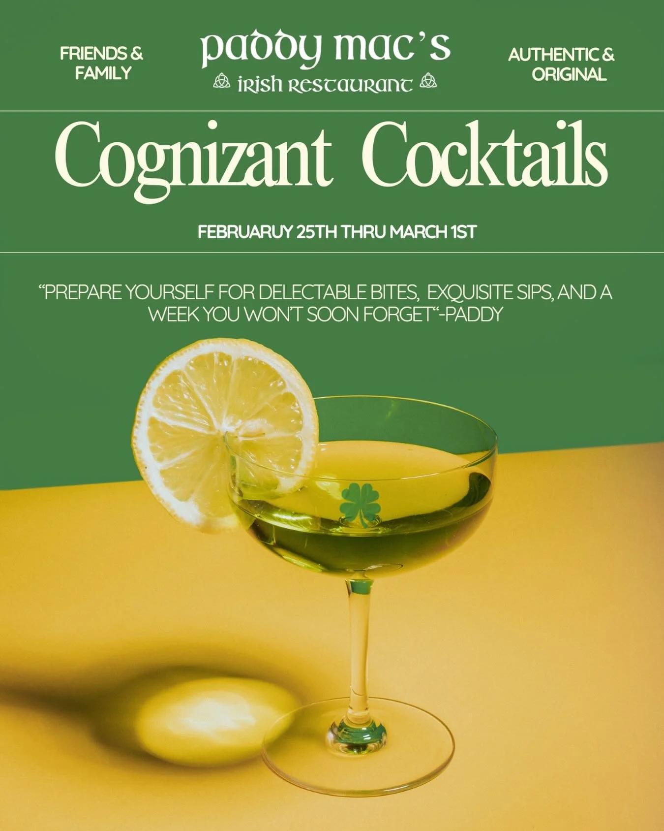 Get ready to tee off with us! Come out to the 19th hole and indulge in delicious eats and classic cocktails! ⛳️