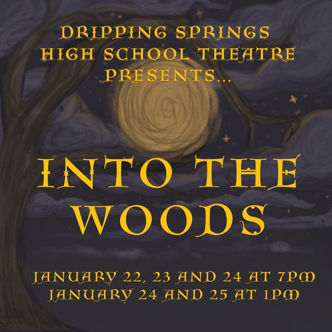 Album cover for 'Into the Woods', showing a tree with the text 'Into the Woods' integrated into the trunk, set against a twilight sky with a full moon.