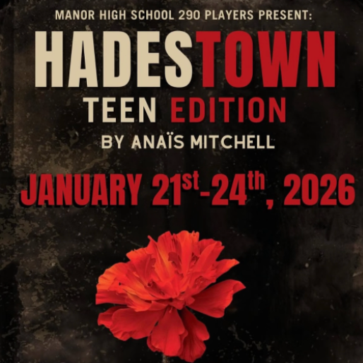 Poster for Hades Town Teen Edition, by Anaïs Mitchell, January 21st to 24th, 2026, featuring a red flower.