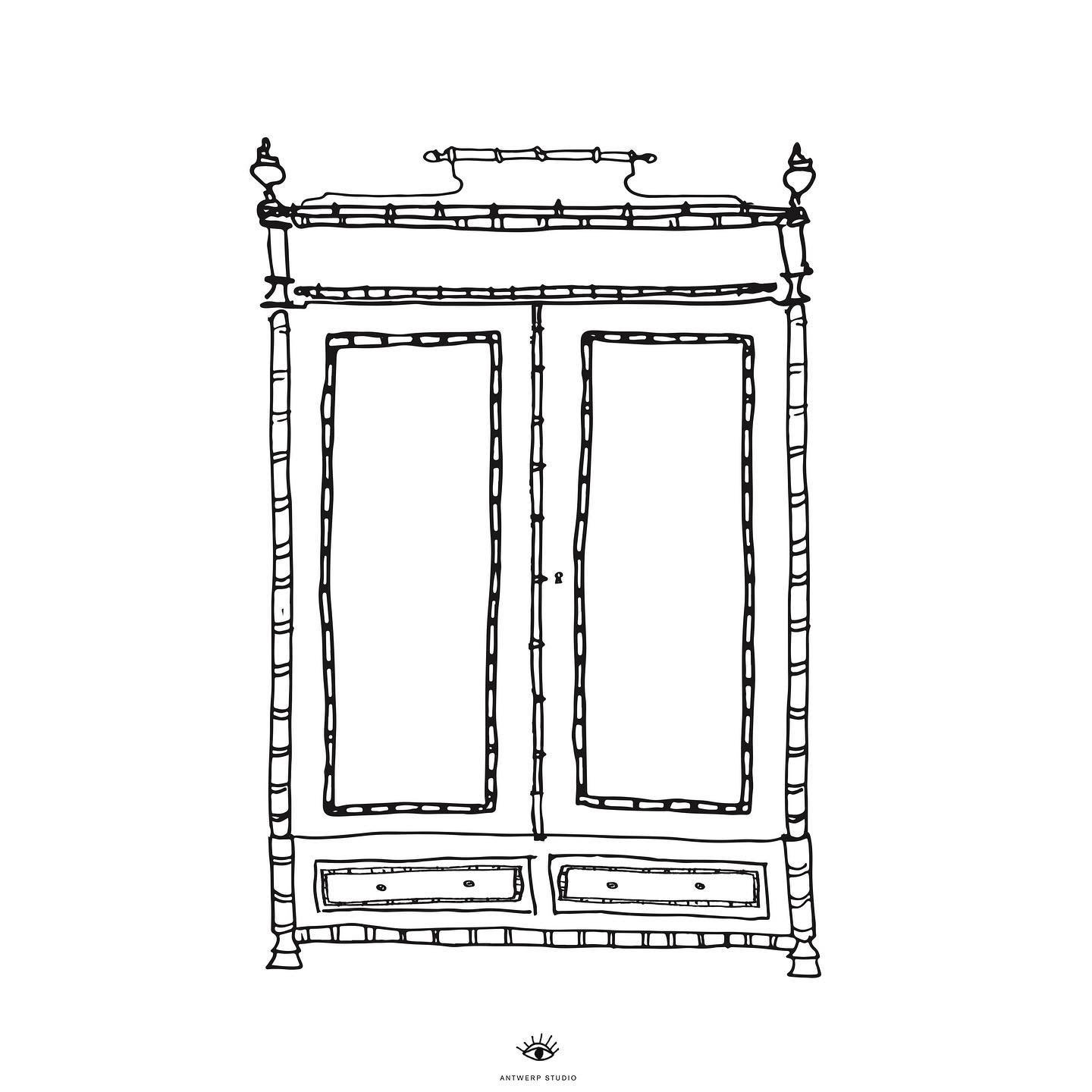 1900&rsquo;s French Faux-Bamboo Wardrobe - A hand drawn assembly manual for our overseas client ✍🏼