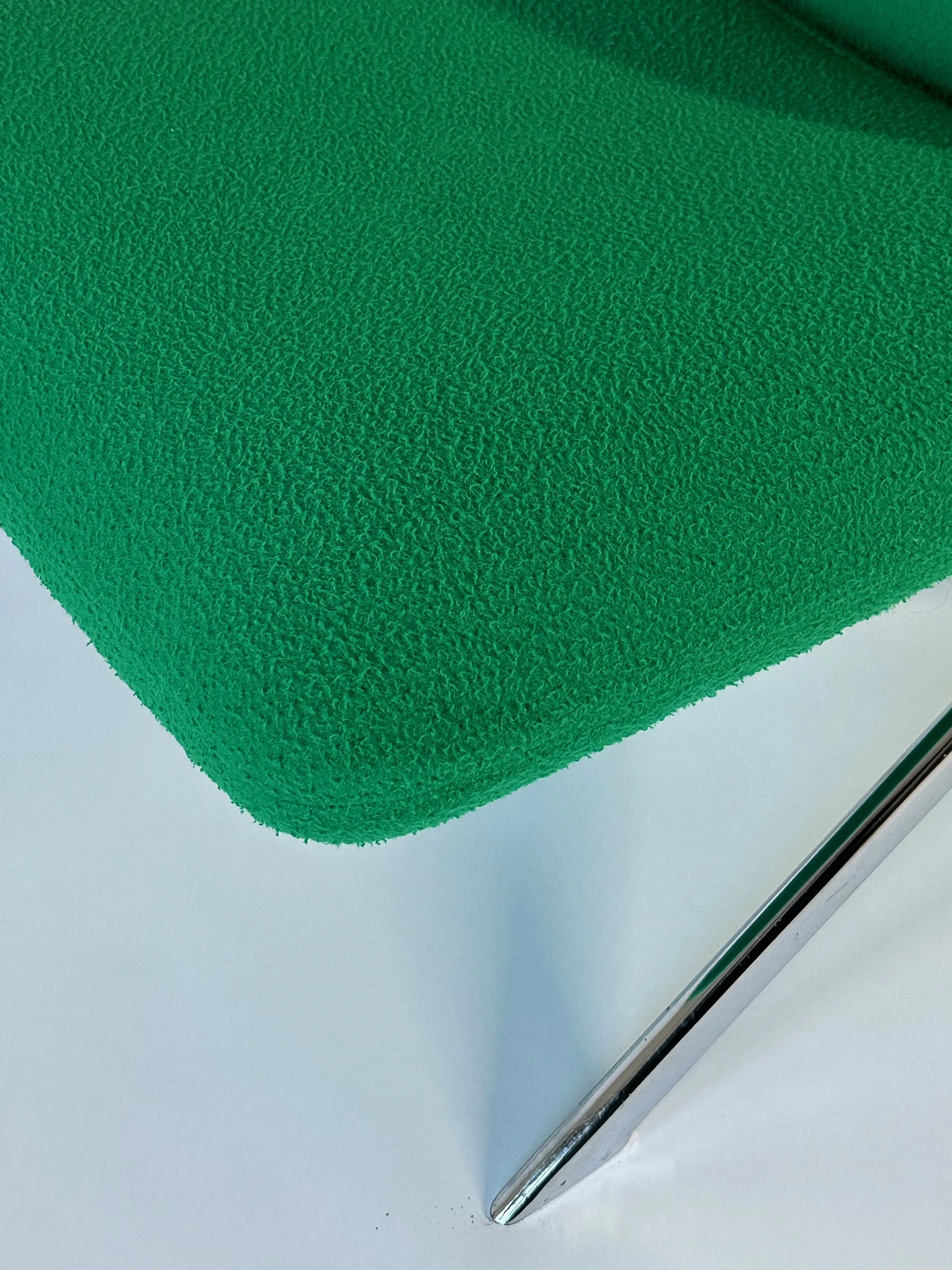 Green modernist lounge chair in green Django wool.jpg