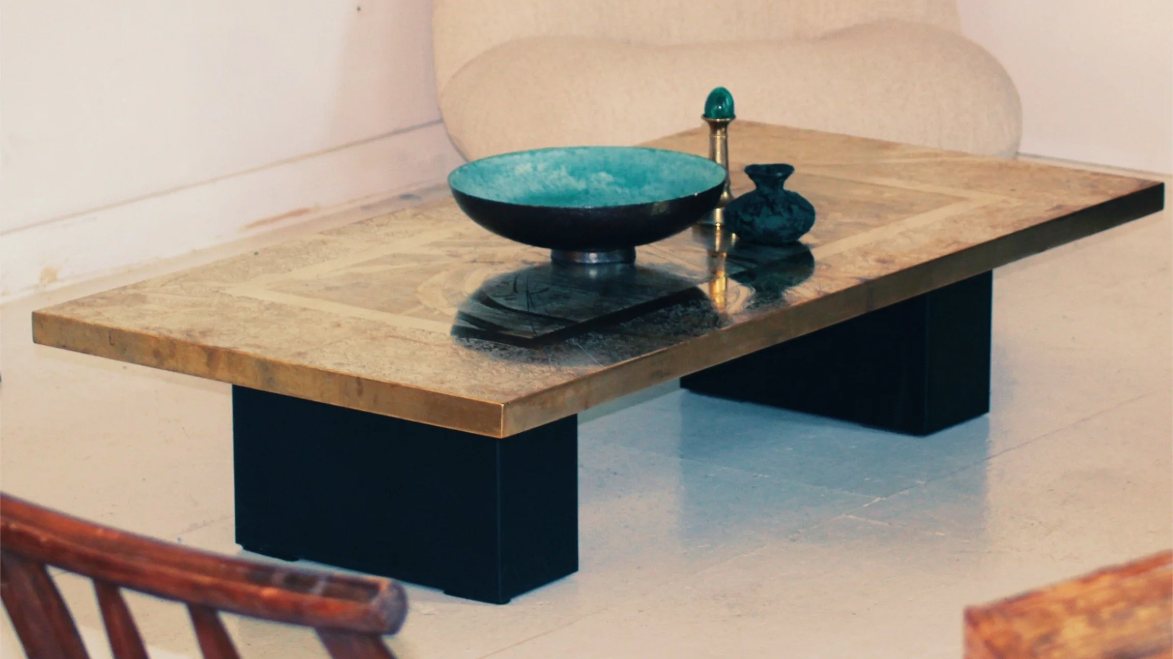 Etched brass low table from Lova Creation