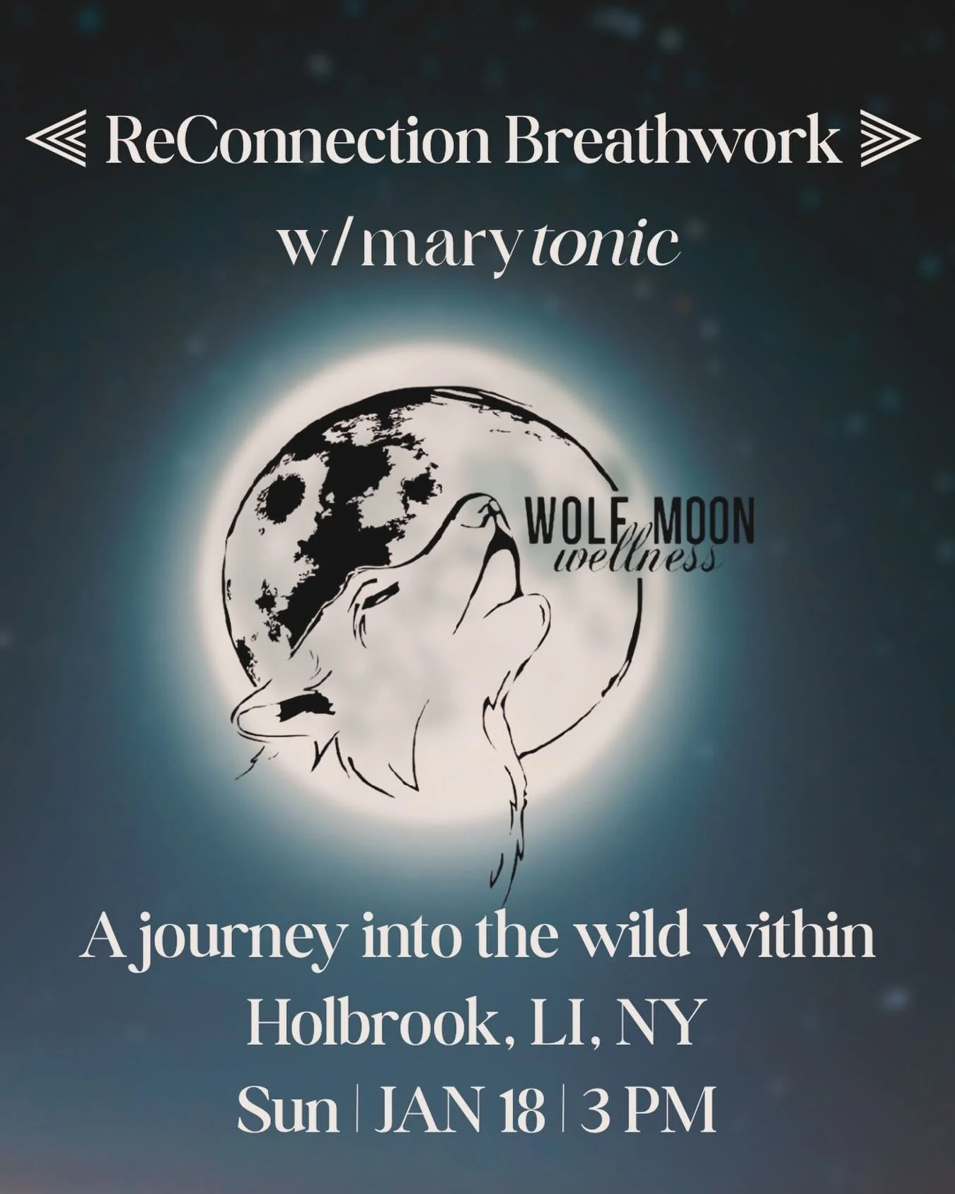 ⟣ Reconnection Breathwork at Wolf Moon Wellness
is an invitation to tune your field, move what&rsquo;s heavy, and clear the emotional residue that distorts frequency and keeps us looping in lower states of wellness and consciousness. 

⏾ Through the 