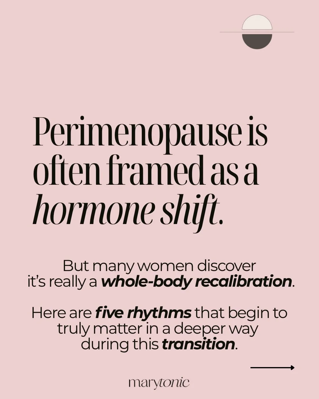 𓆸 Perimenopause is often framed as a hormone shift.

But many women discover it&rsquo;s really a whole-body recalibration.

⟠ The nervous system.
⟠ Our circadian rhythm.
⟠ Sleep.
⟠ Movement.
⟠ The lymphatic system.

When these rhythms are supported,