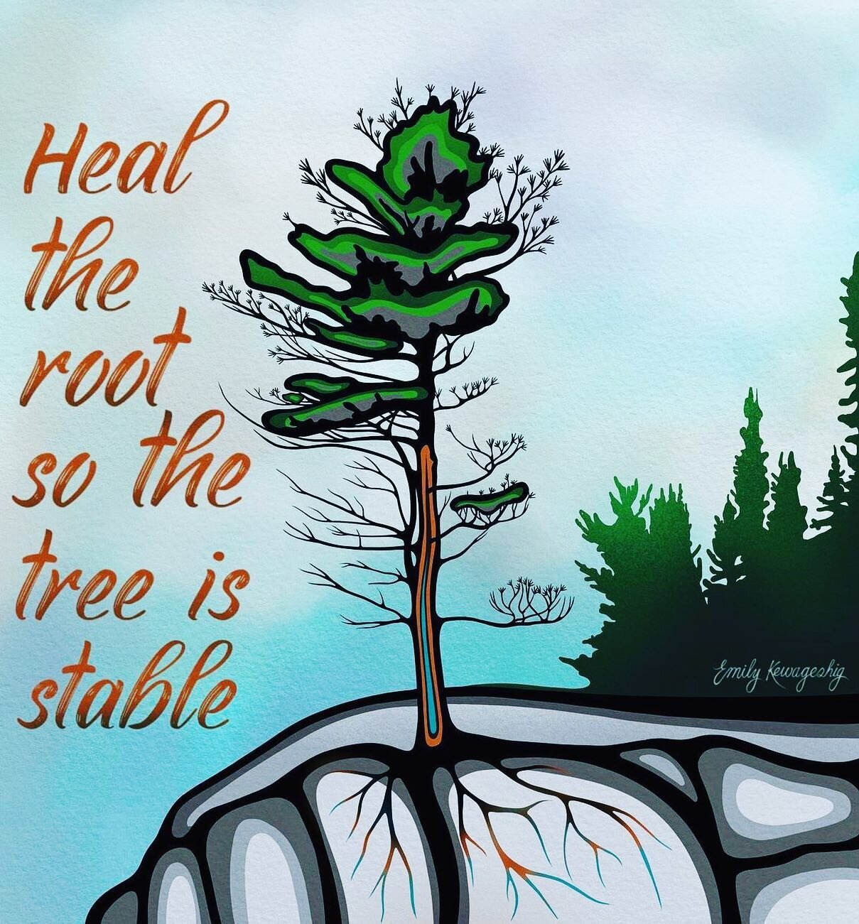 Heal the root so the tree is stable. Thank you @emilykewageshig we couldn&rsquo;t have said it any better ourselves. We all have roots to work on, because without them, there's no growth. Life's true beauty comes from our inner growth. 

 #transition