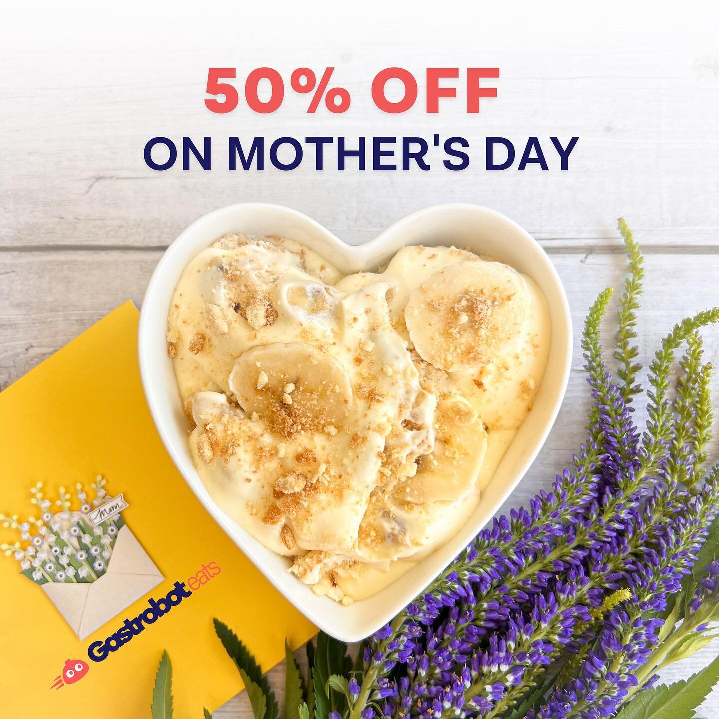 This Mother&rsquo;s Day💐, get 50% OFF on our famous Banana Pudding🍌 for your order above $30 through our website 👉 gastroboteats.com!😋 Use the code: LOVEYOUMOM

Offer is valid only on Sunday, May 14 and can only be used once.
.
.
.
.
.
#mothersda