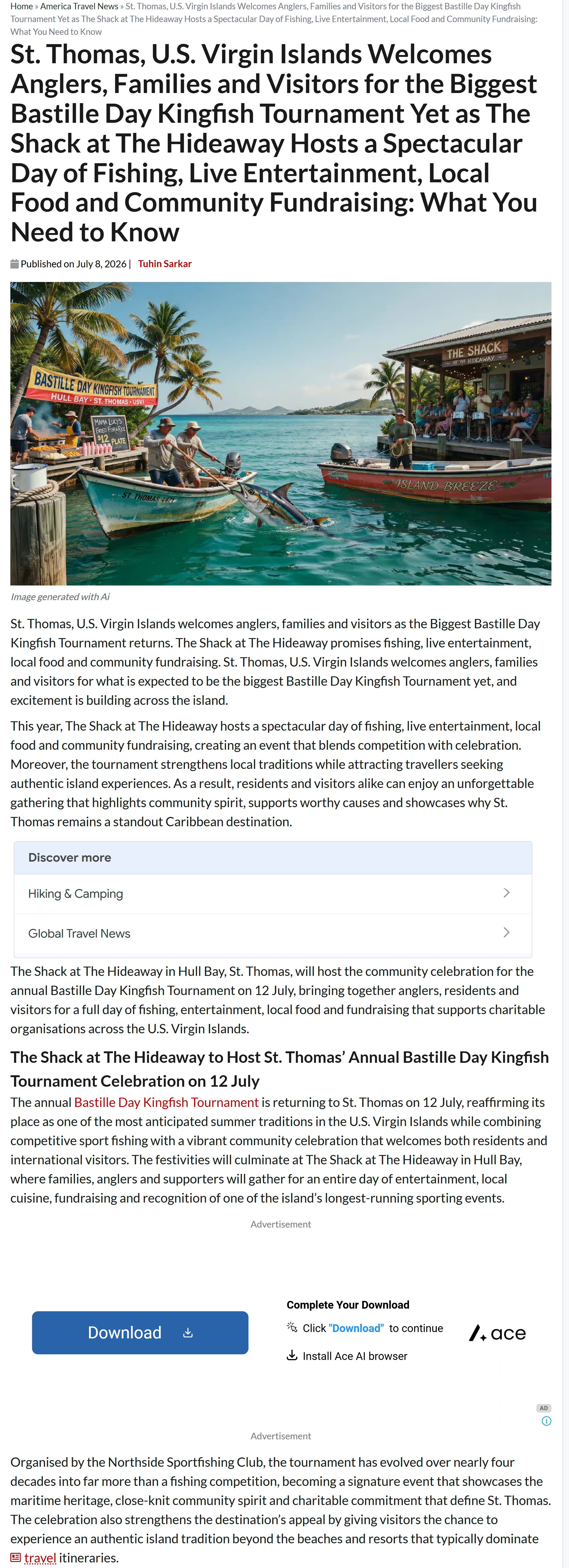 Article from Travel and Tour World, The Shack at The Hideaway Bastille Day Kingfish Tournament