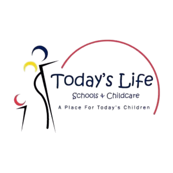Logo for Today's Life School & Children's, featuring colorful abstract figures, a rainbow, and the tagline 'A Place for Today's Children'.