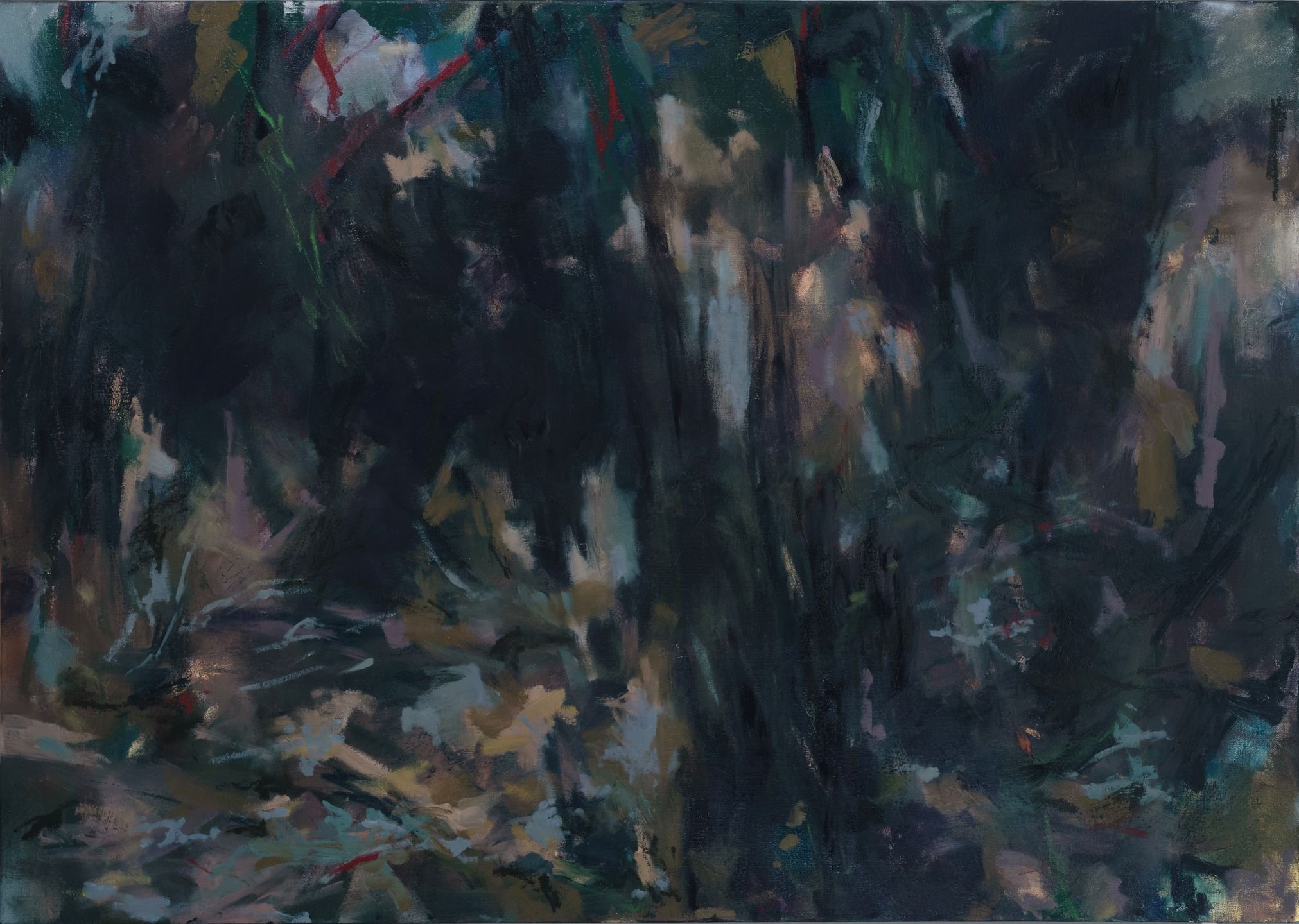 "Sous Bois", 2024. Oil on canvas, 38" x 54".