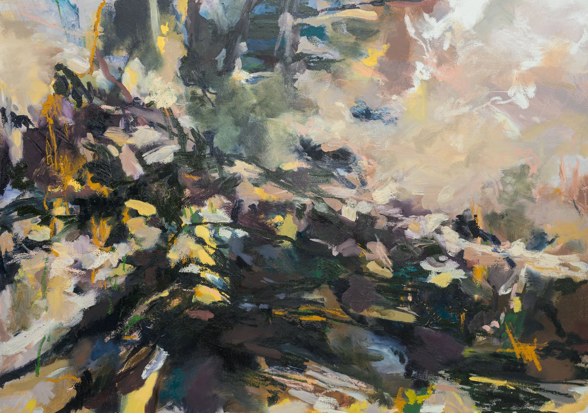 "A Walk in the Woods", 2024. Oil on canvas, 38" x 54".