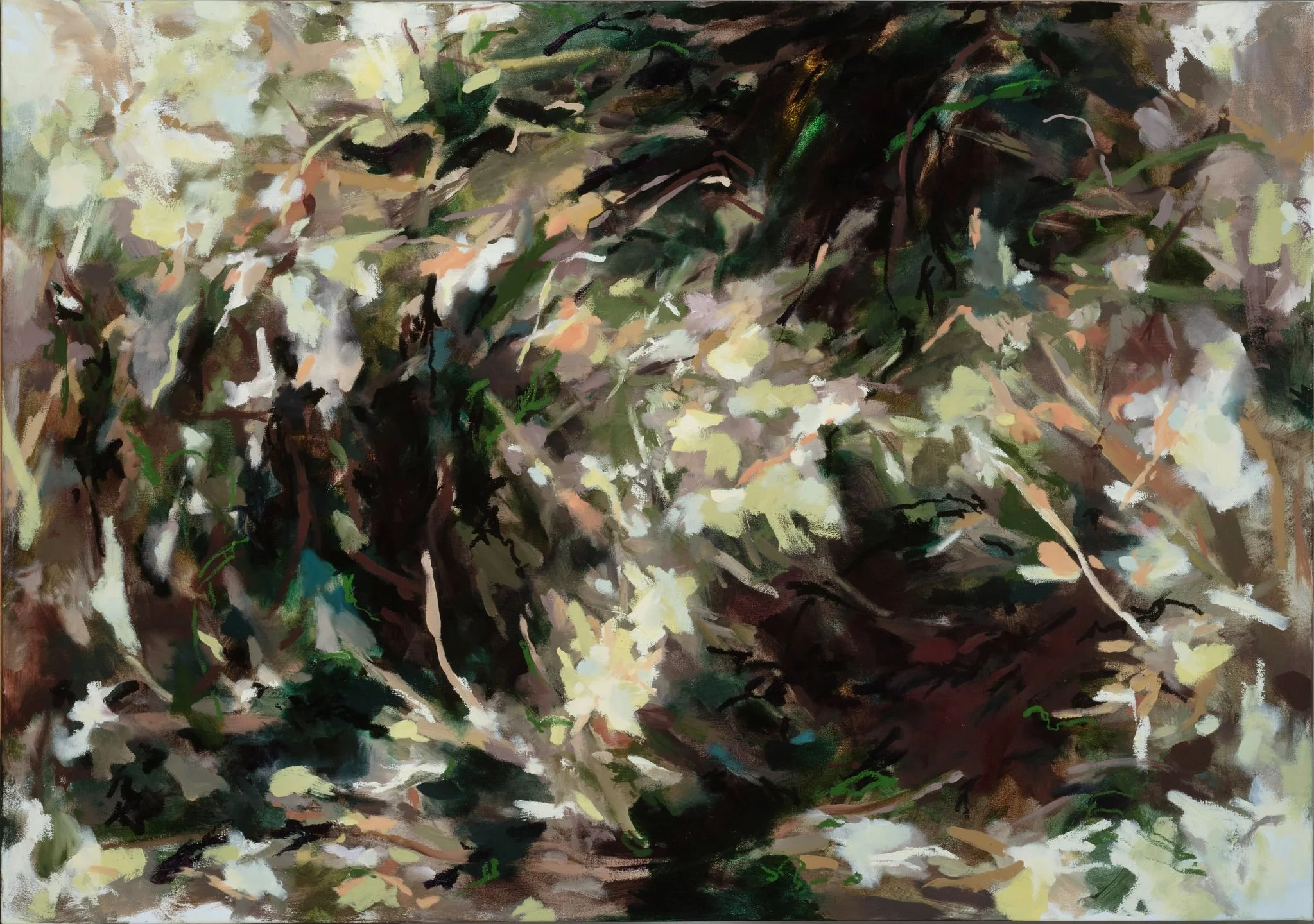 "Almost Time to Rest", 2025
. Oil on canvas, 38" x 54".