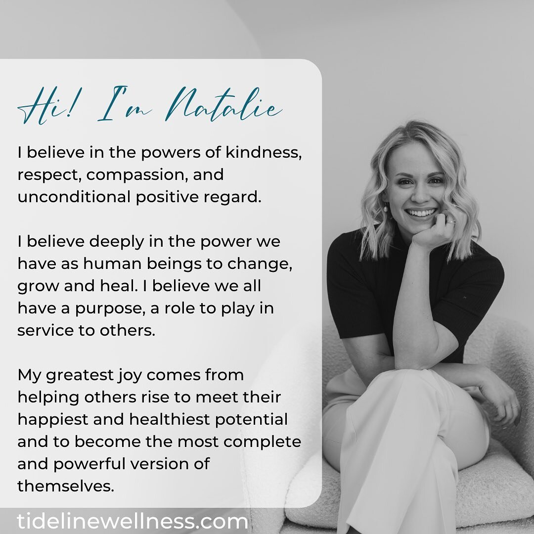 Welcome to Tideline Wellness! 

If you don't know who I am, my name is Natalie Macdonald I am a Registered Therapeutic Counsellor in Penticton BC. 
⁣
My approach is highly individualized, we will work together to customize an approach, ensuring that 