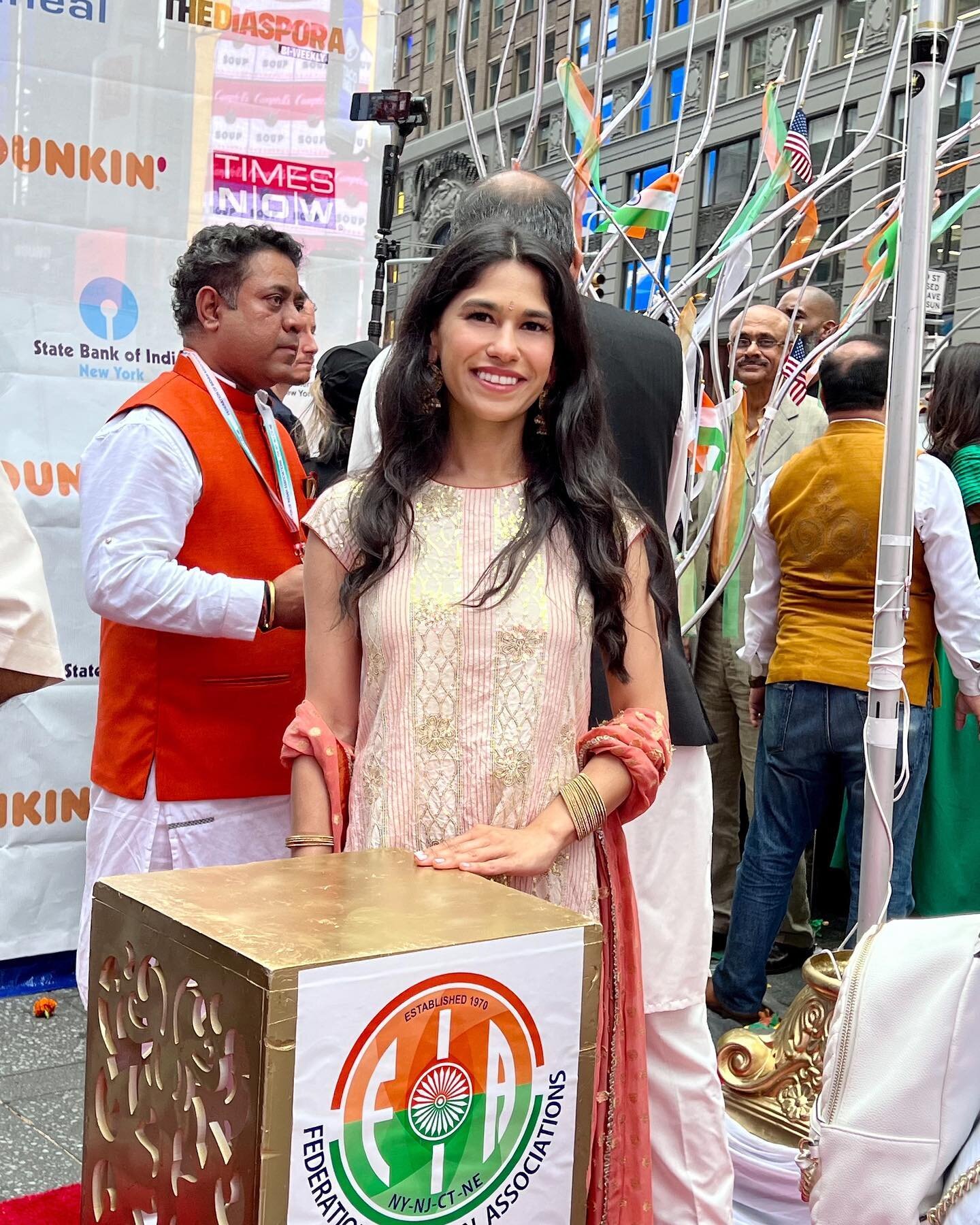 🎤 Hosted the Indian and American flag hoisting in Times Square for India&rsquo;s 76th Independence Day. As a third generation Indian American, I am delighted to represent the diversity of New York City and celebrate the unity between both countries 