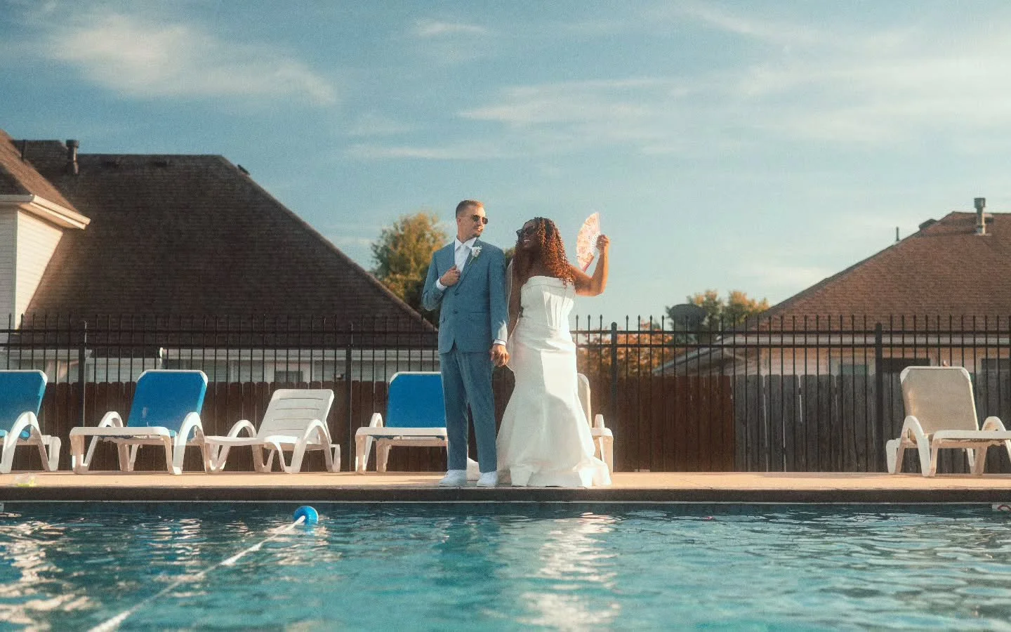 It still felt like summer outside, so we took advantage of it and snapled some poolside wedding photos after Faith &amp; Josh's intimate ceremony☀️