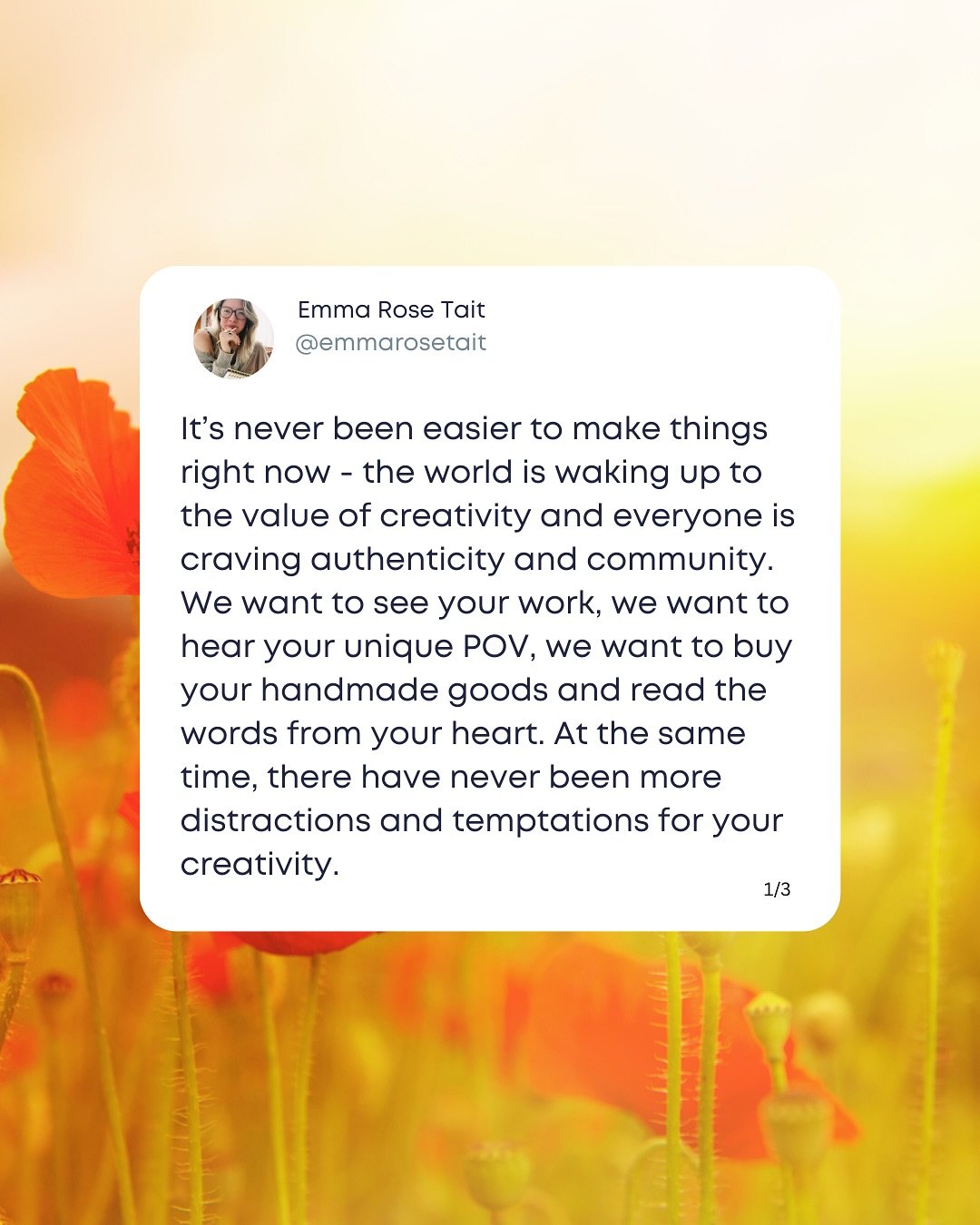 A reminder for the makers and the creators and everyone on here who has felt the call to share their work with the world. Keep your integrity. Keep your focus. Call out the distractions for what they are and call yourself back to the purpose that&rsq