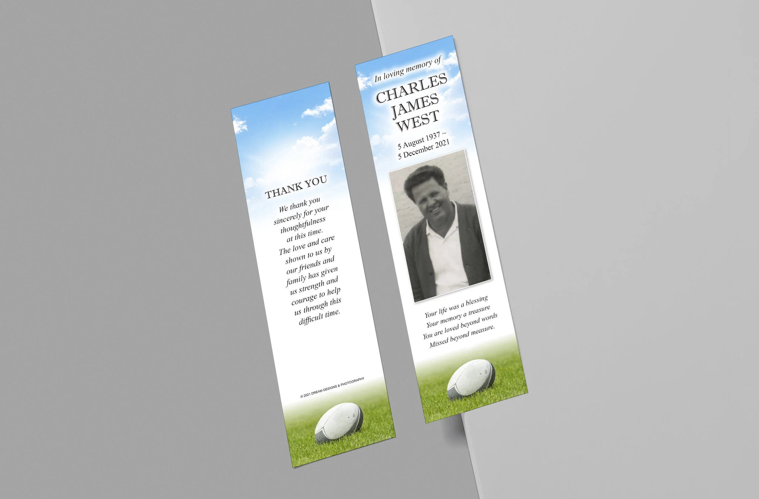 Memorial Bookmark Design 23 Football