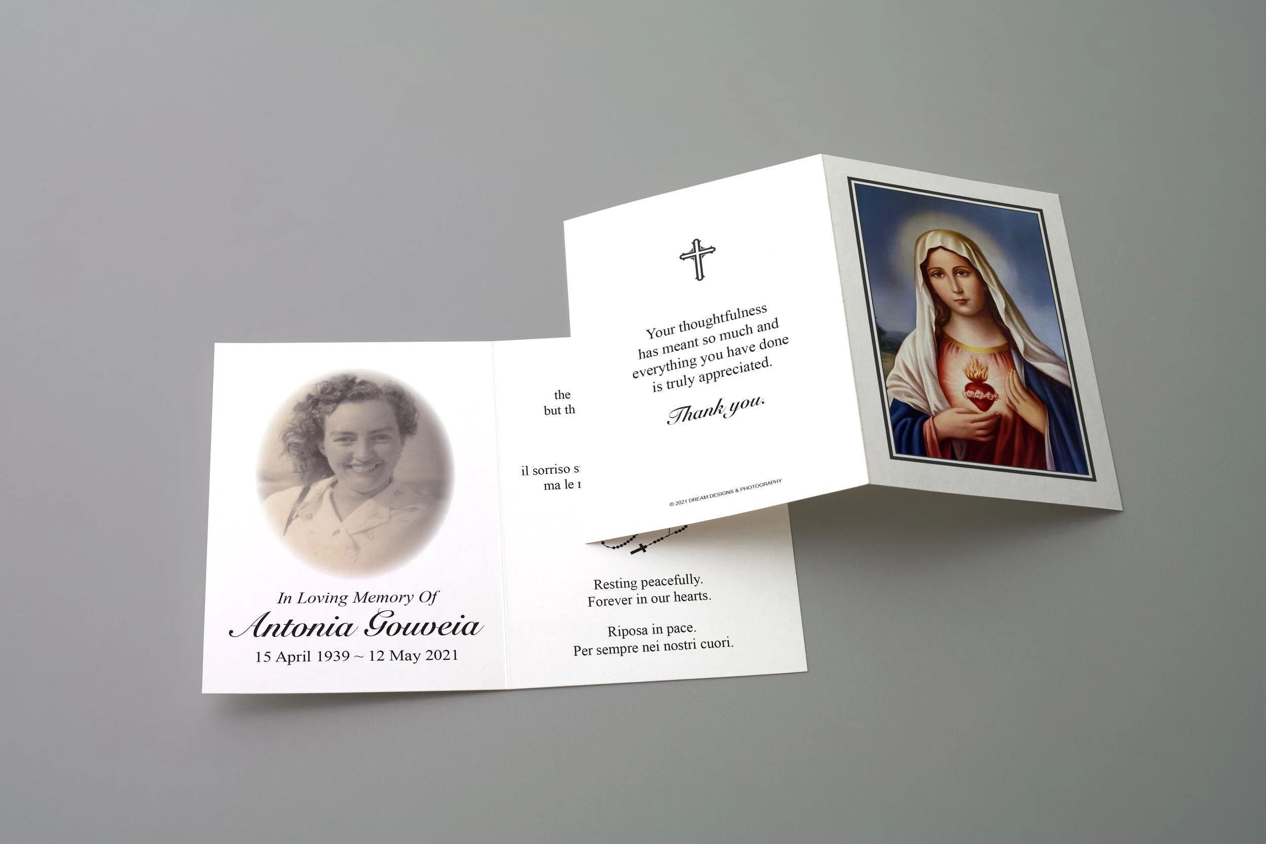 Memorial A7 Card Design 4 Mary Sacred Heart
