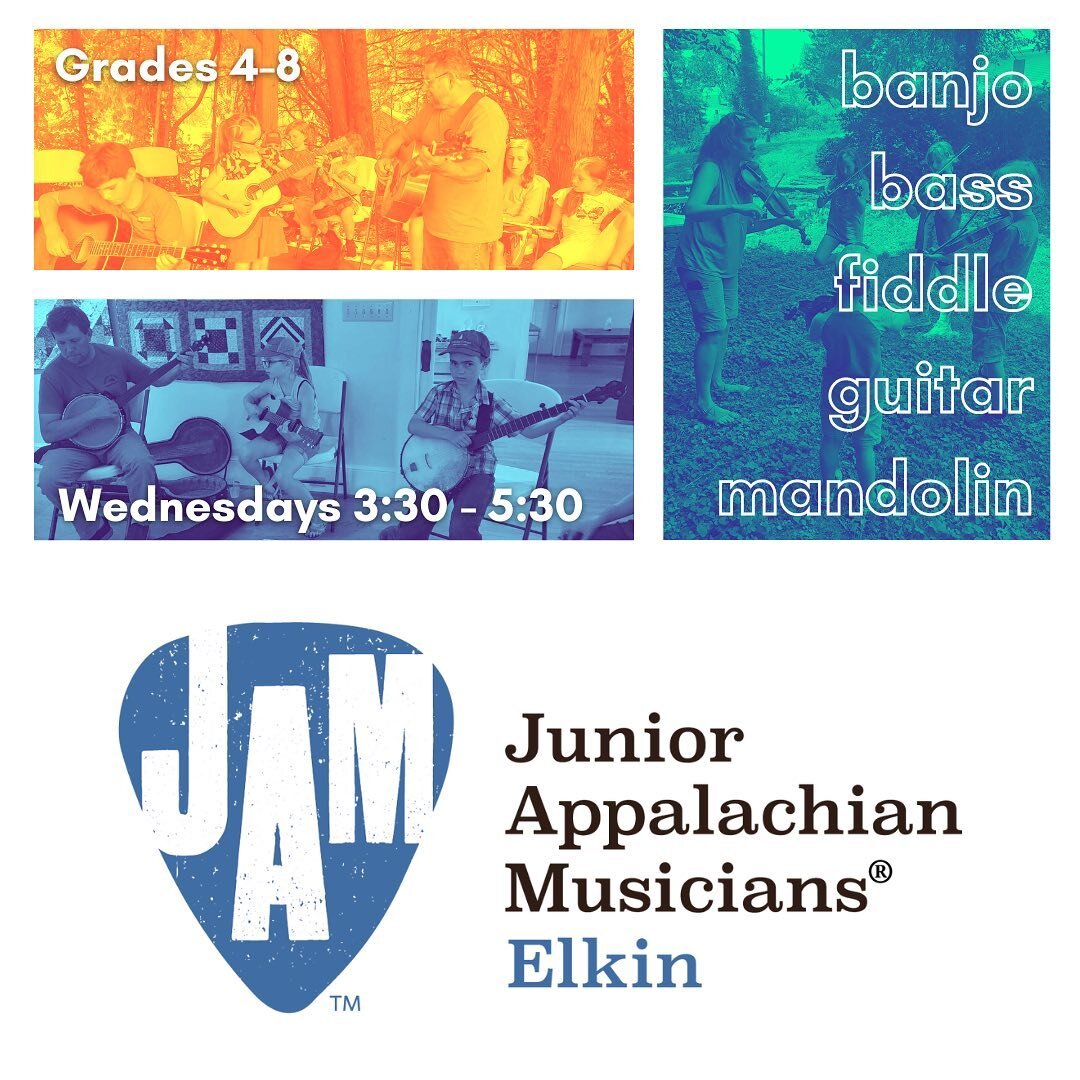 Join us for the Elkin JAM, an amazing program that brings traditional Appalachian music instruction to 4th-8th graders every Wednesday afternoon starting September 14th! 

Scholarships, payment plans, and instruments are available. Register now at Re