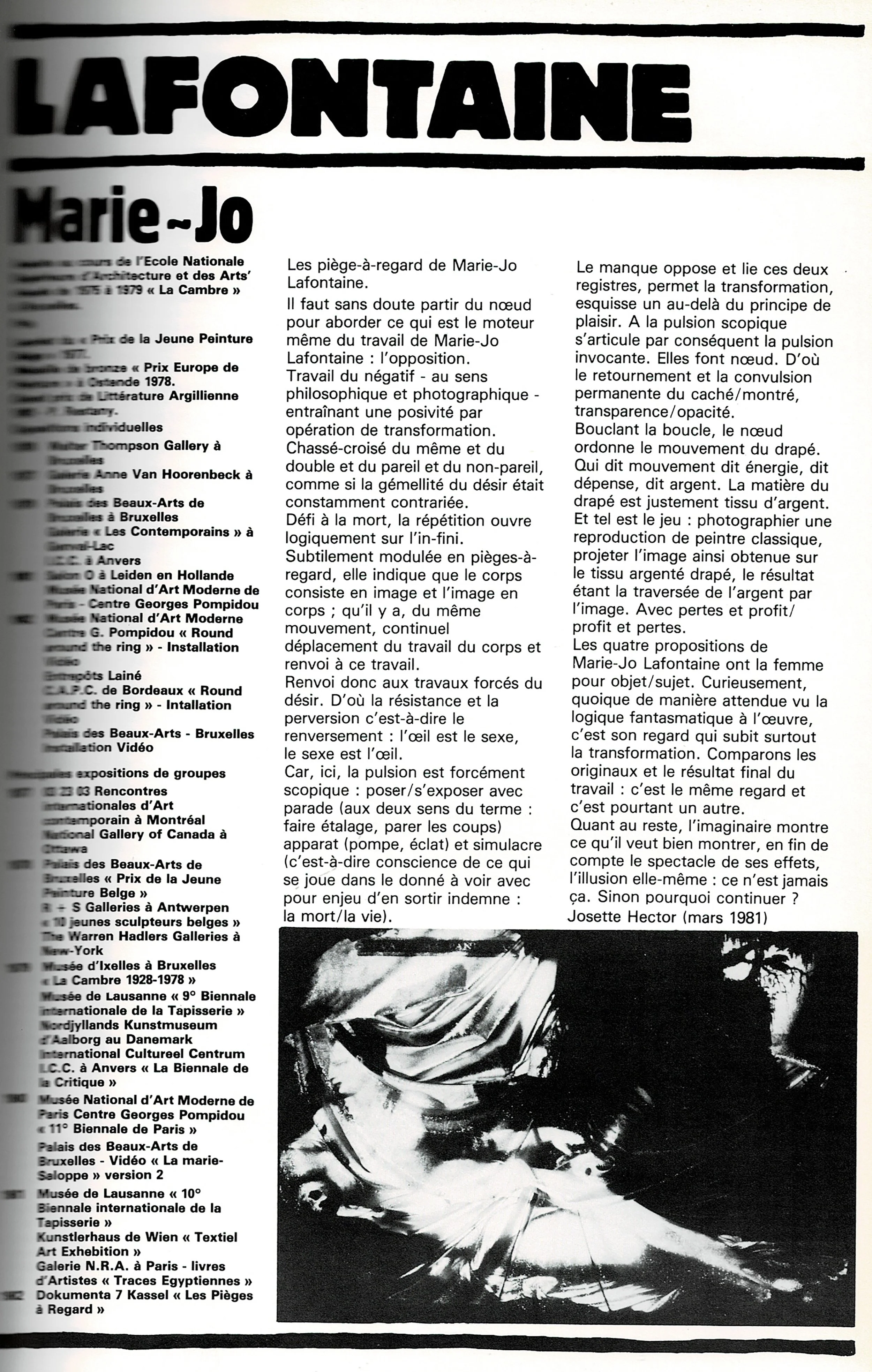 LE PIÈGE-À-REGARD DE MARIE JO LAFONTAIE 1982