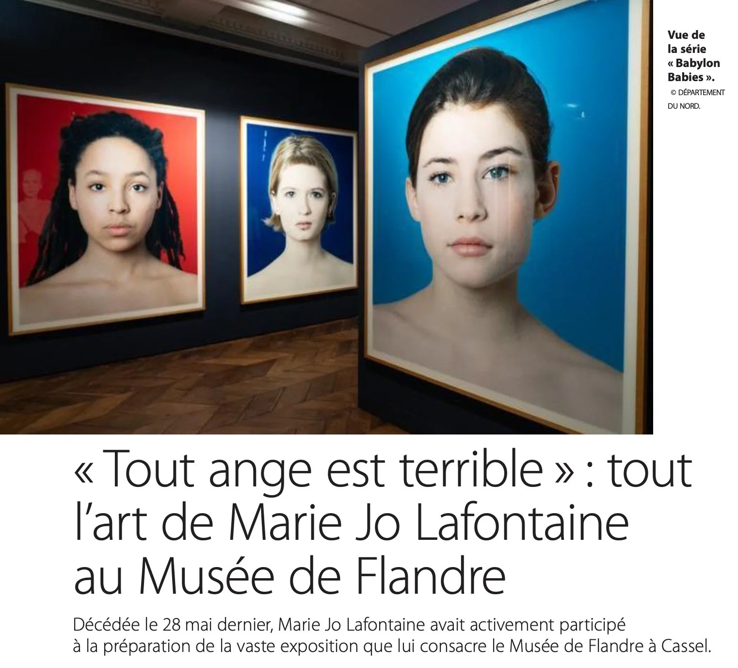 Tout ange est terrible »: tout l'art de Marie Jo Lafontaine au Musée de Flandre Jean Marie Wynants