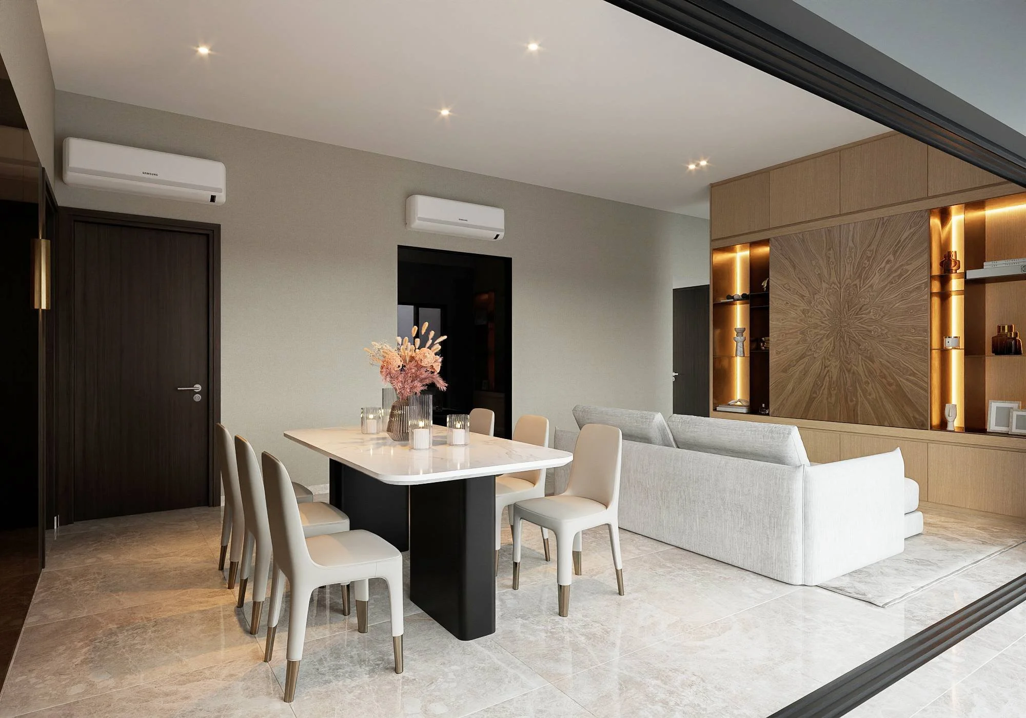 Modern living room design at Midtown Modern Singapore featuring clean lines, soft lighting and a well-planned layout for comfortable everyday living