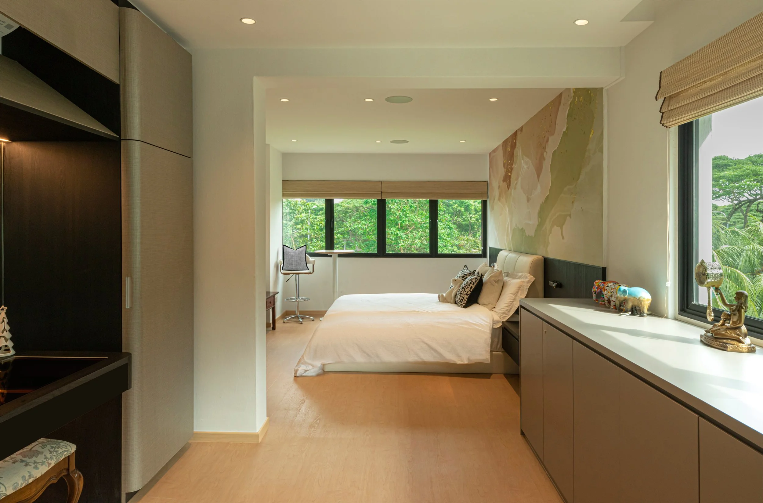 Elegant master bedroom in Katong condo with Japanese-inspired design, refined detailing and serene hotel-style ambiance Singapore