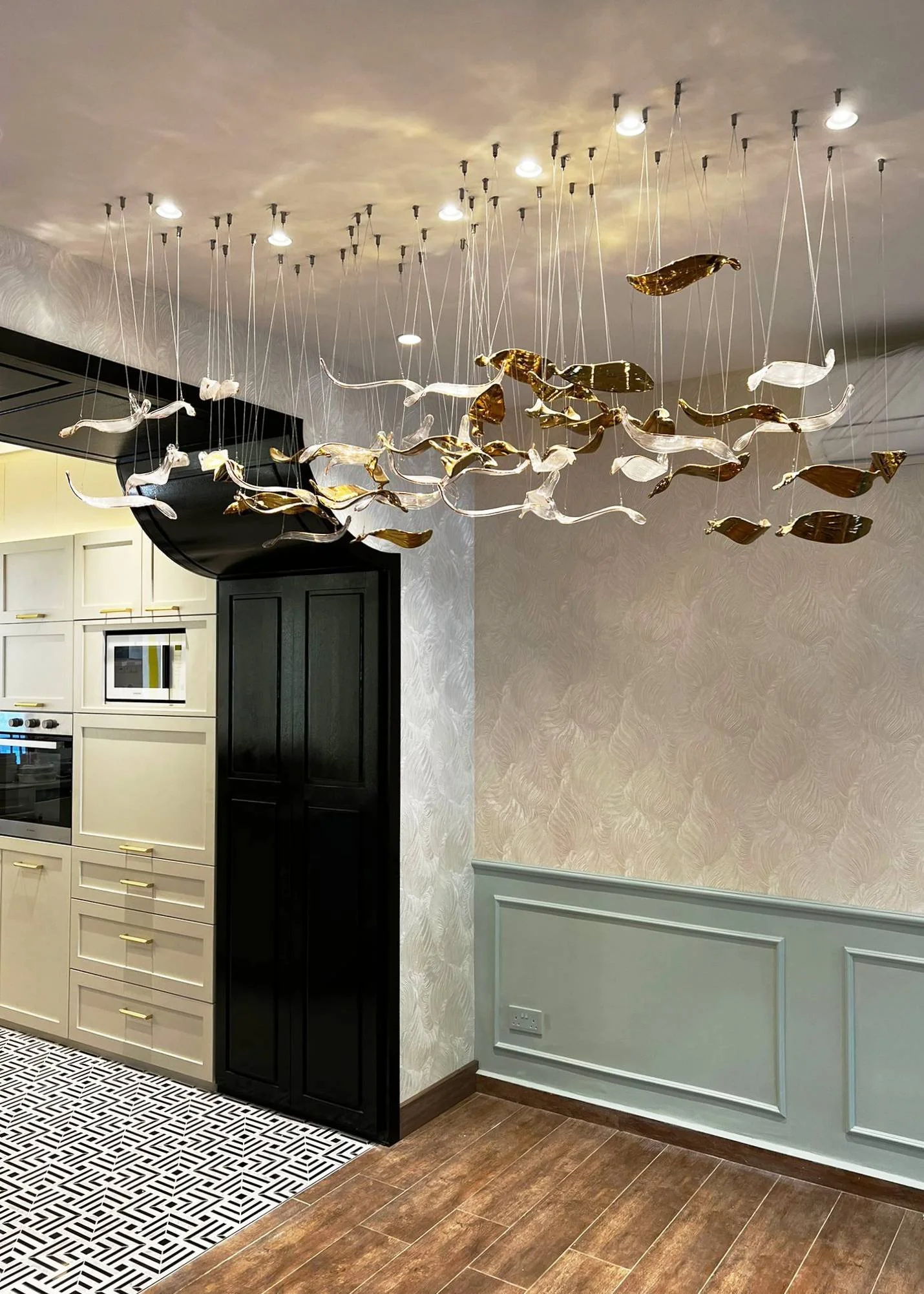 Hillcrest Bukit Timah landed interior design in Singapore featuring bold colourful Chinese and European fusion with expressive materials and refined spatial layout