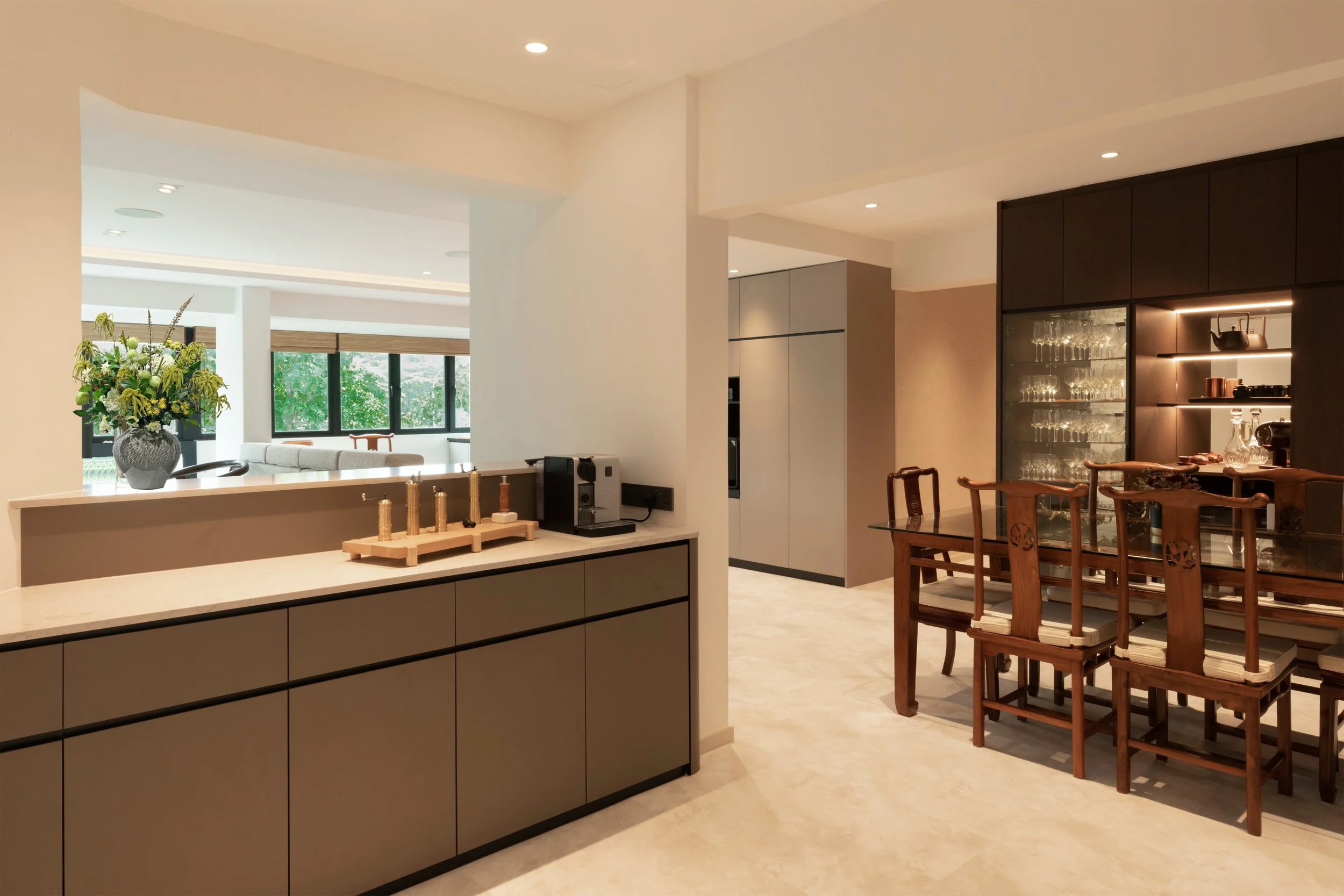 Japanese minimalist kitchen design at The Lagoon Condo Katong Singapore with clean lines, premium materials and bespoke cabinetry