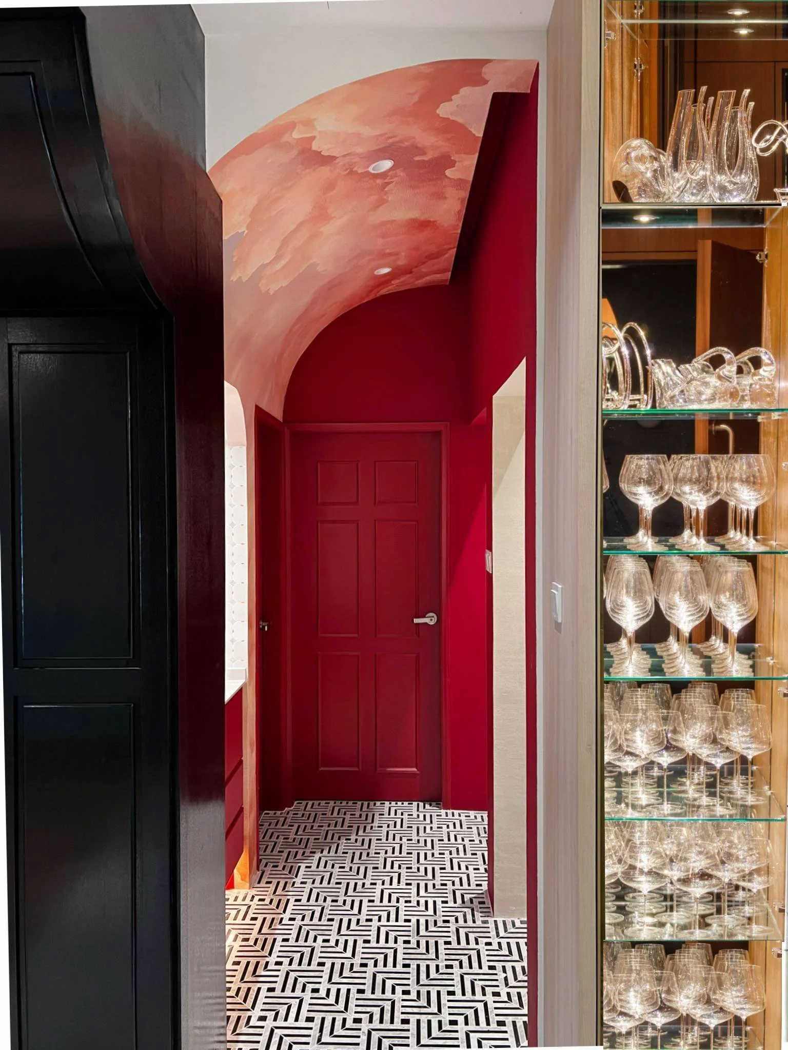 Feature corridor in Hillcrest Bukit Timah with curved ceiling design, bold visual expression and seamless spatial flow