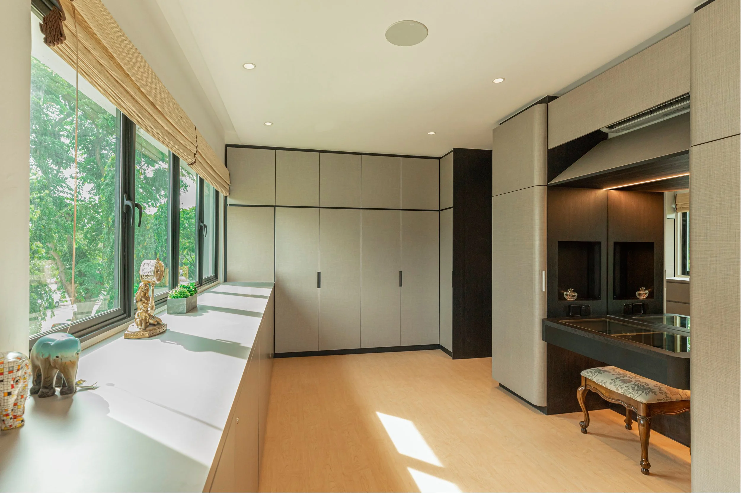 Luxury Japanese master bedroom at The Lagoon Condo Katong Singapore with serene tones, bespoke detailing and hotel-inspired interior design