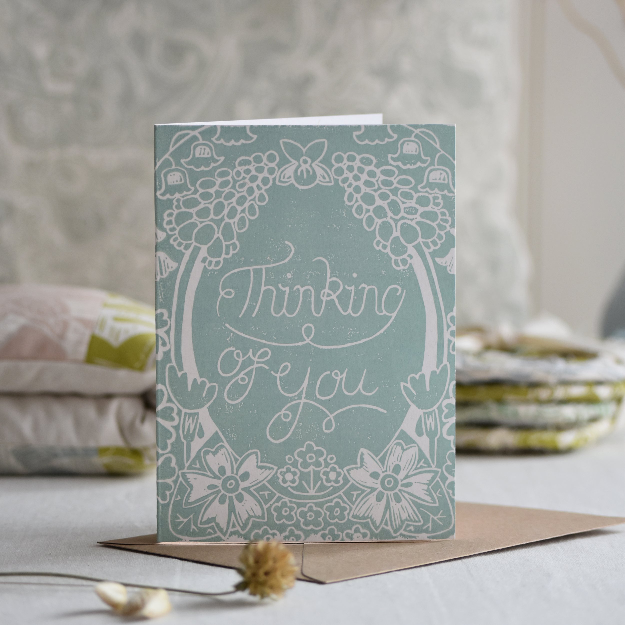 Thinking of You - 3 Card Bundle Block Printed By Hand